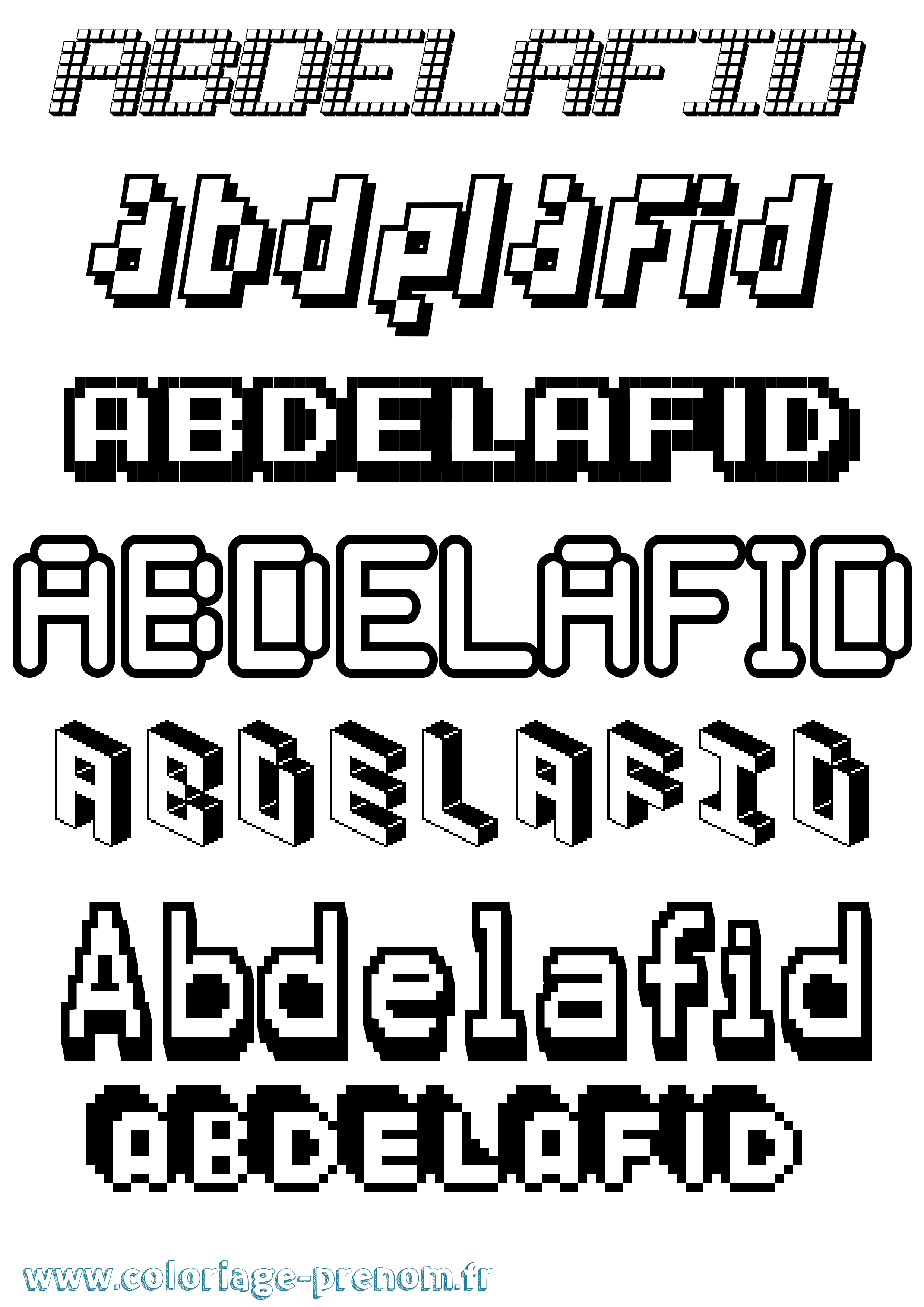 Coloriage prénom Abdelafid Pixel
