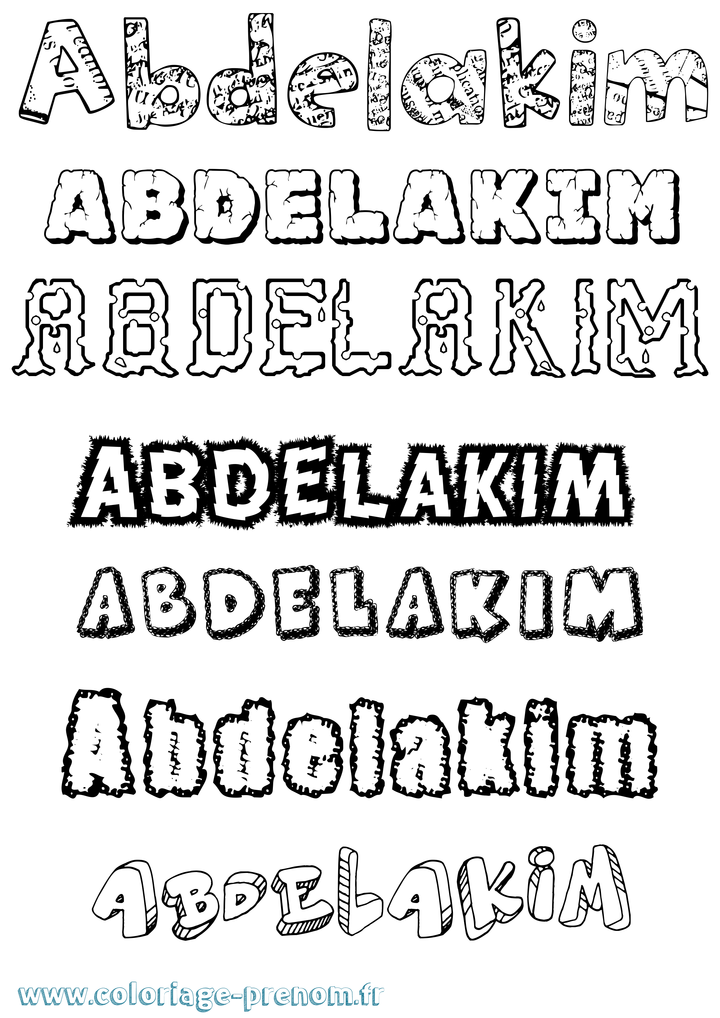 Coloriage prénom Abdelakim Destructuré