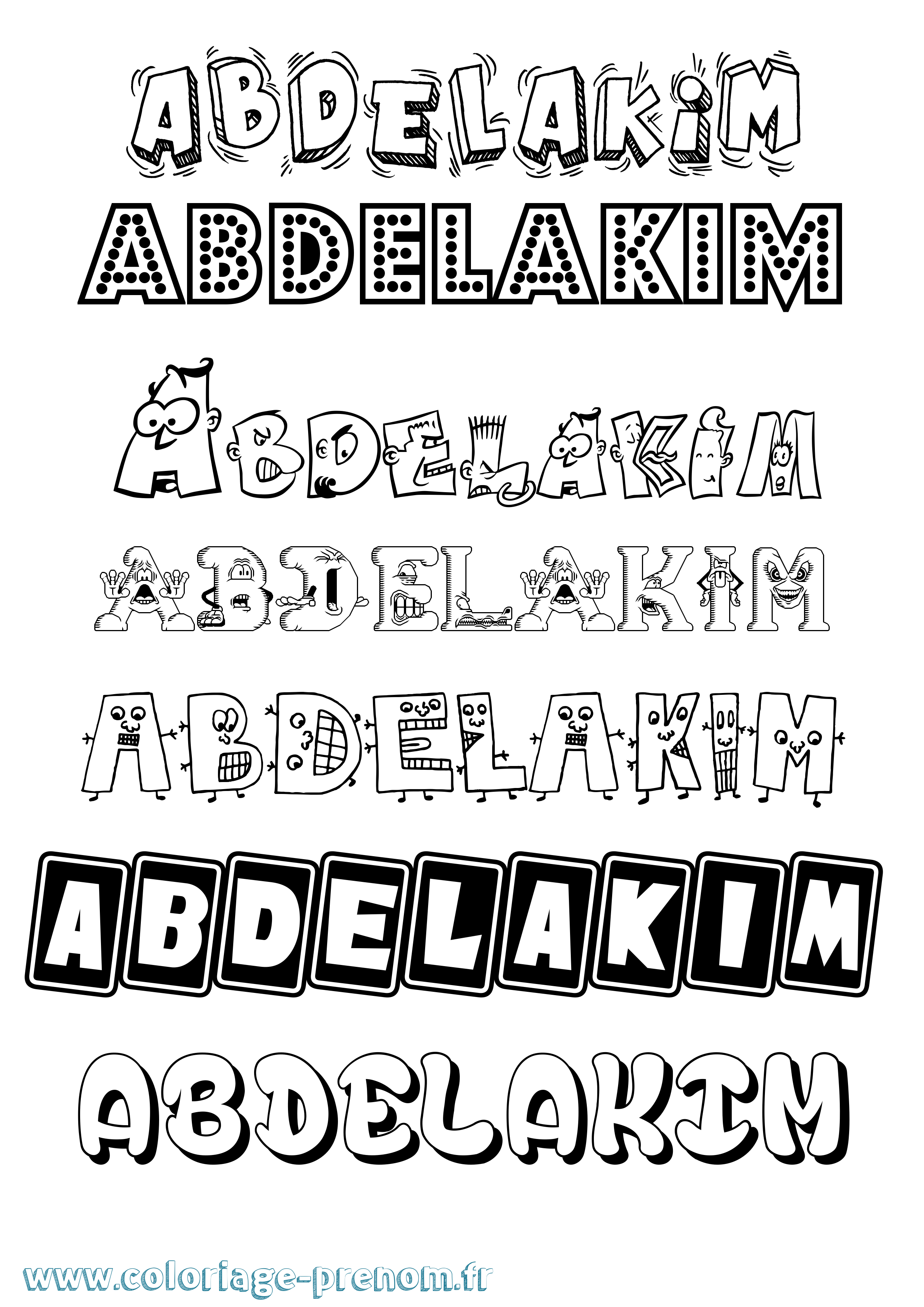Coloriage prénom Abdelakim Fun