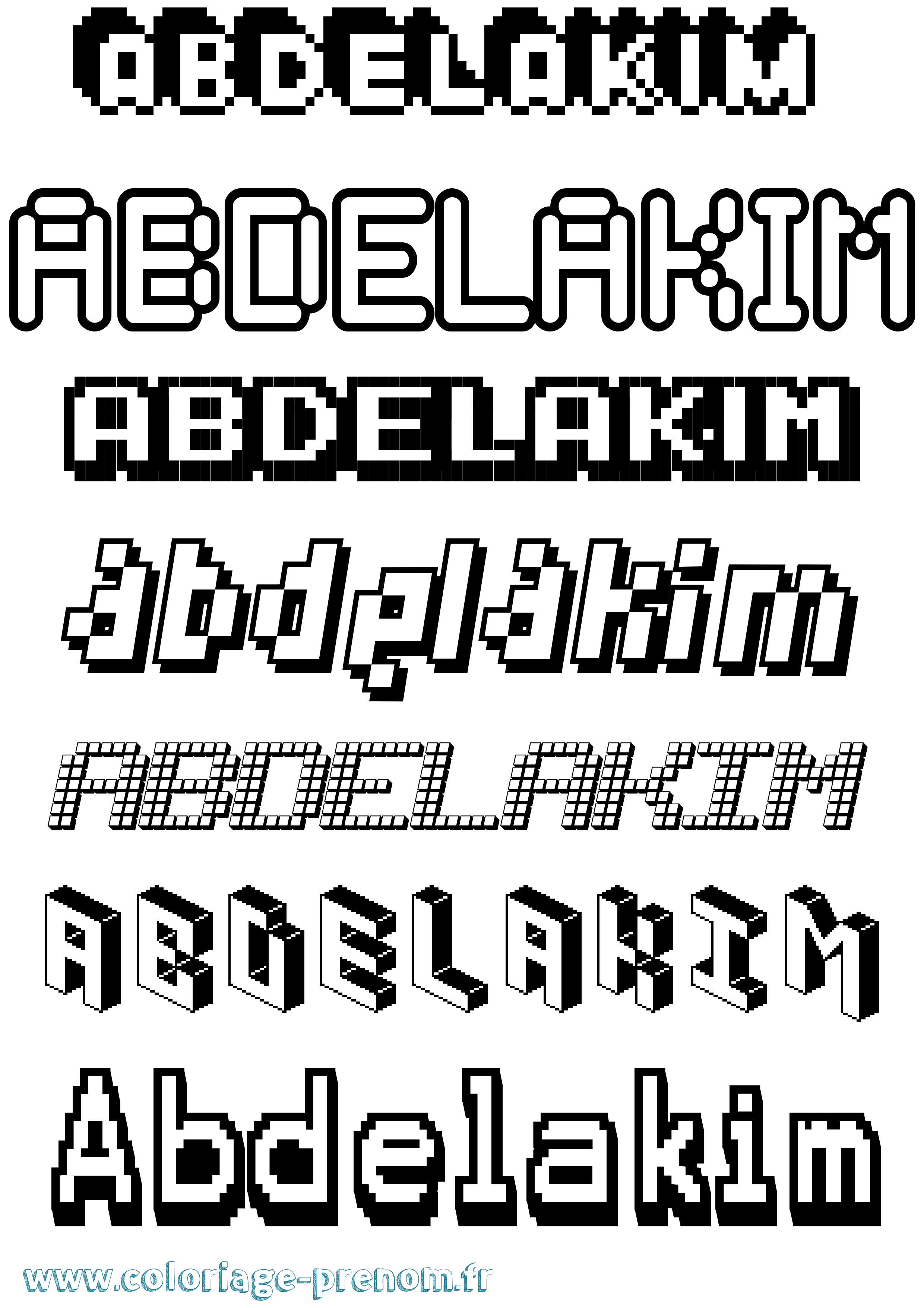 Coloriage prénom Abdelakim Pixel