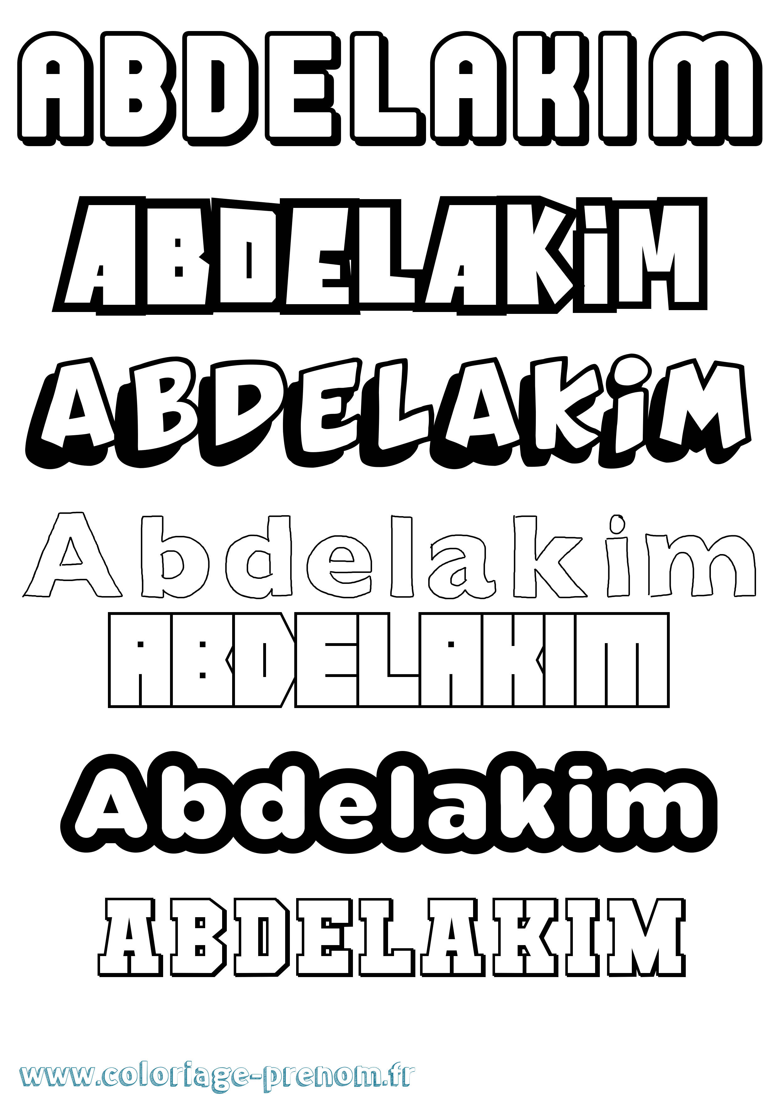 Coloriage prénom Abdelakim Simple