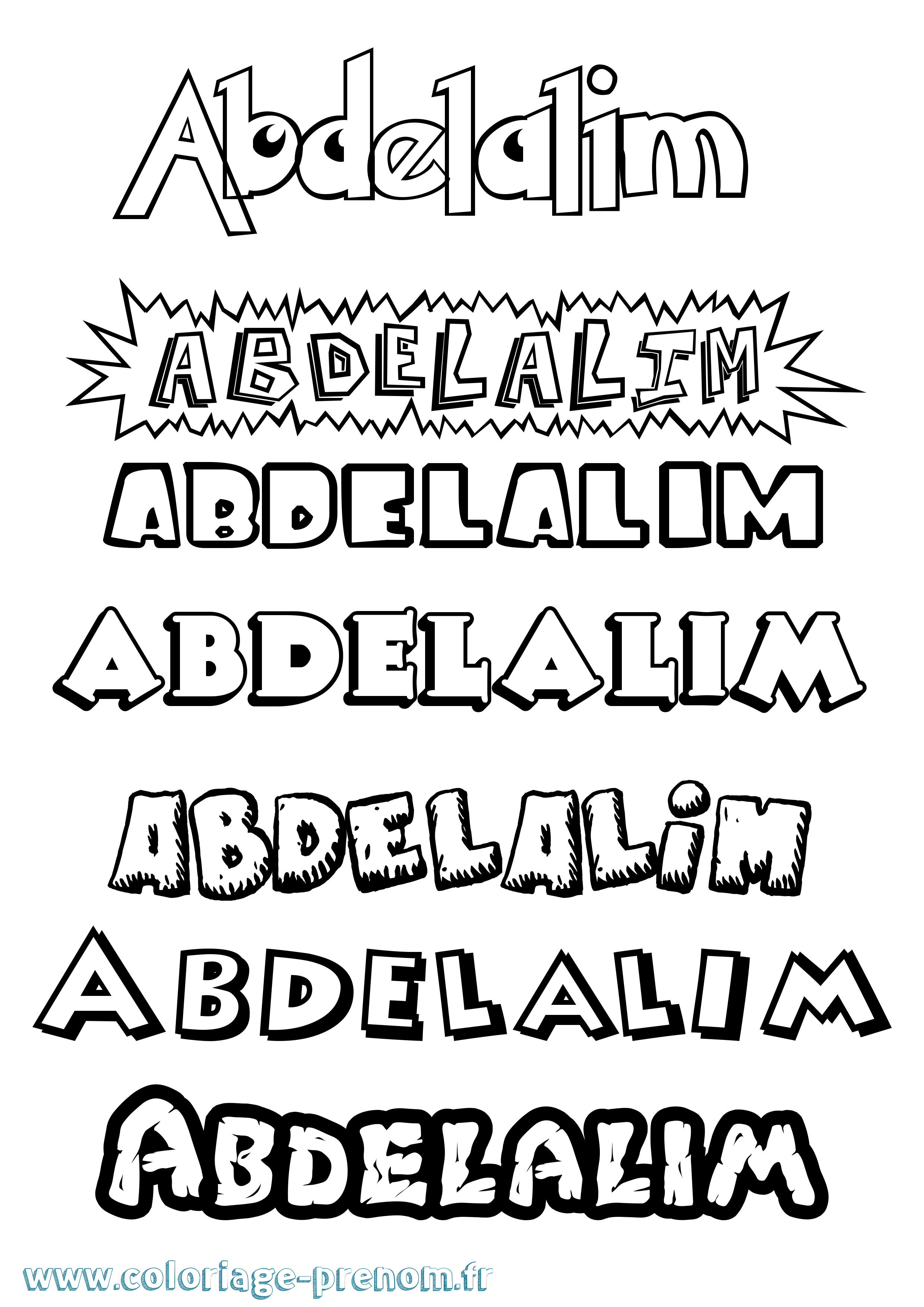 Coloriage prénom Abdelalim Dessin Animé