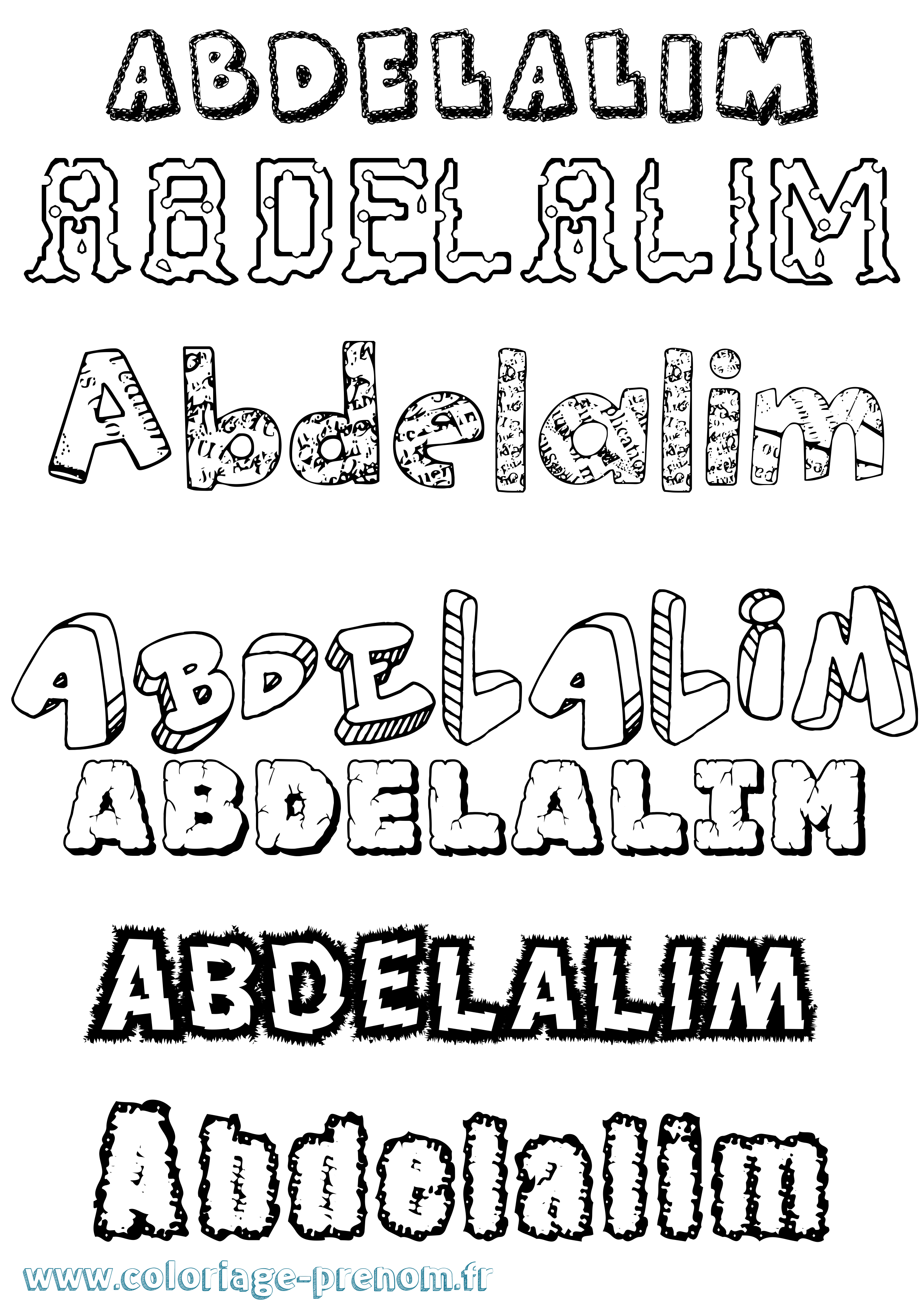 Coloriage prénom Abdelalim Destructuré