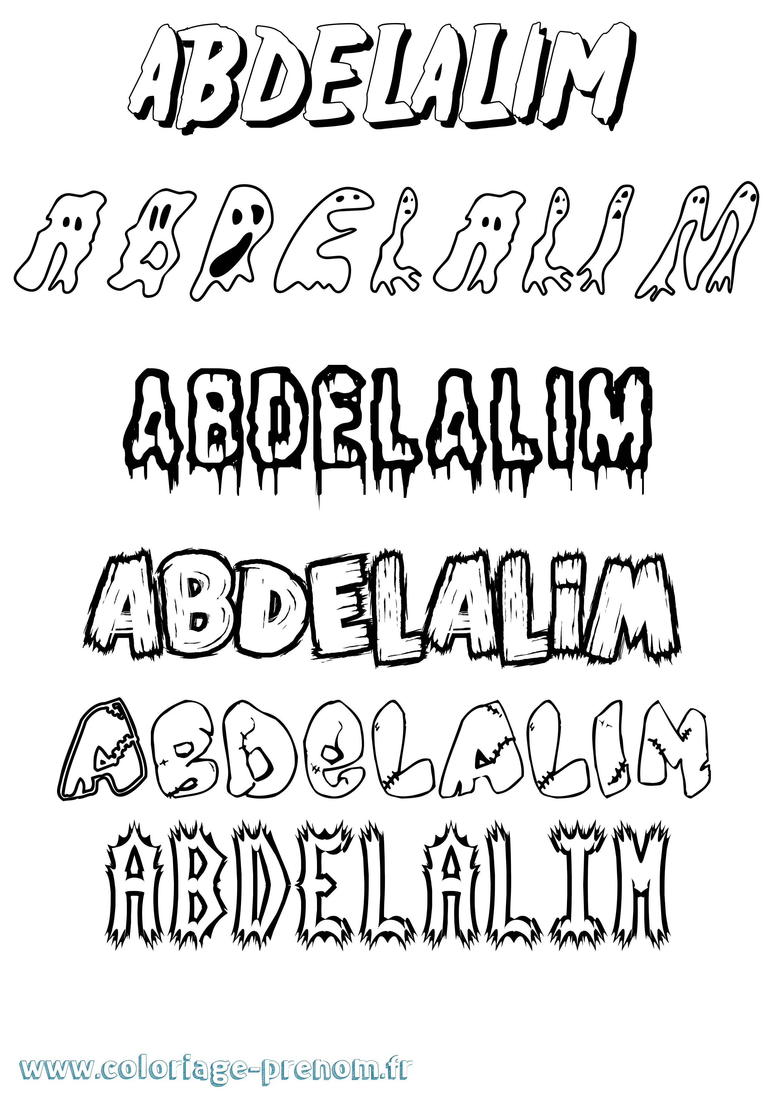 Coloriage prénom Abdelalim Frisson