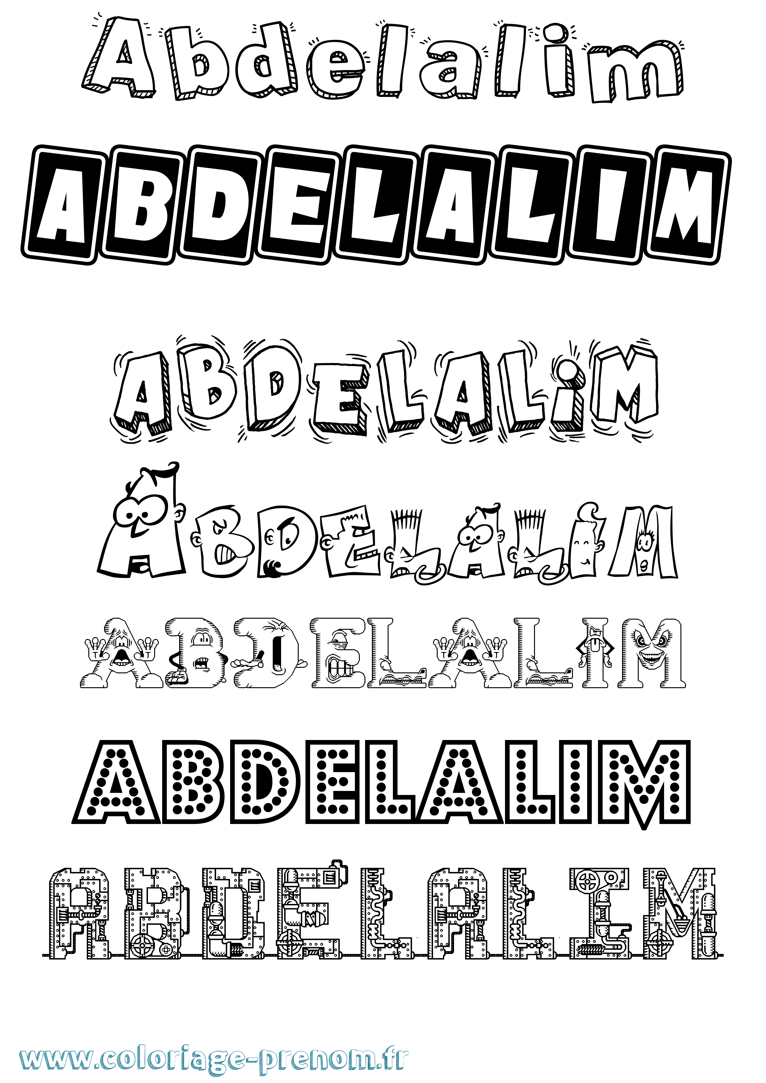 Coloriage prénom Abdelalim Fun