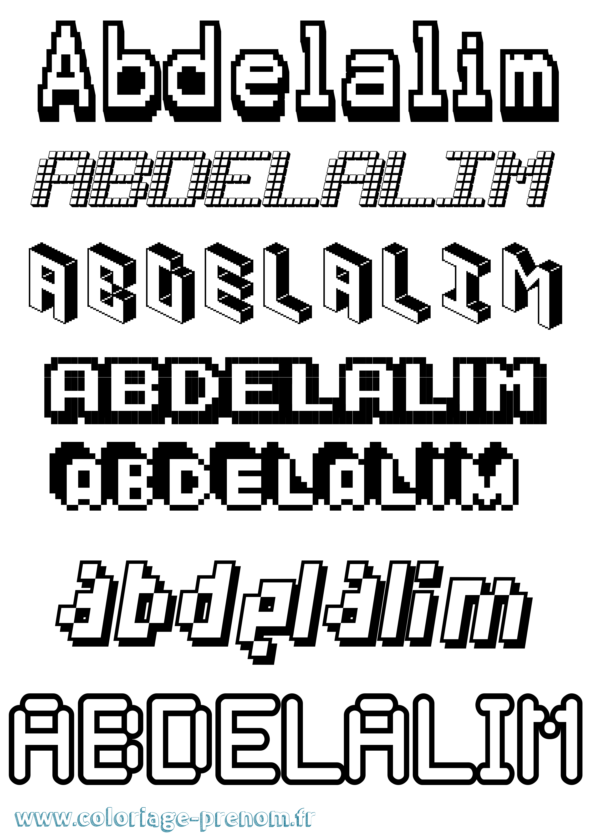 Coloriage prénom Abdelalim Pixel
