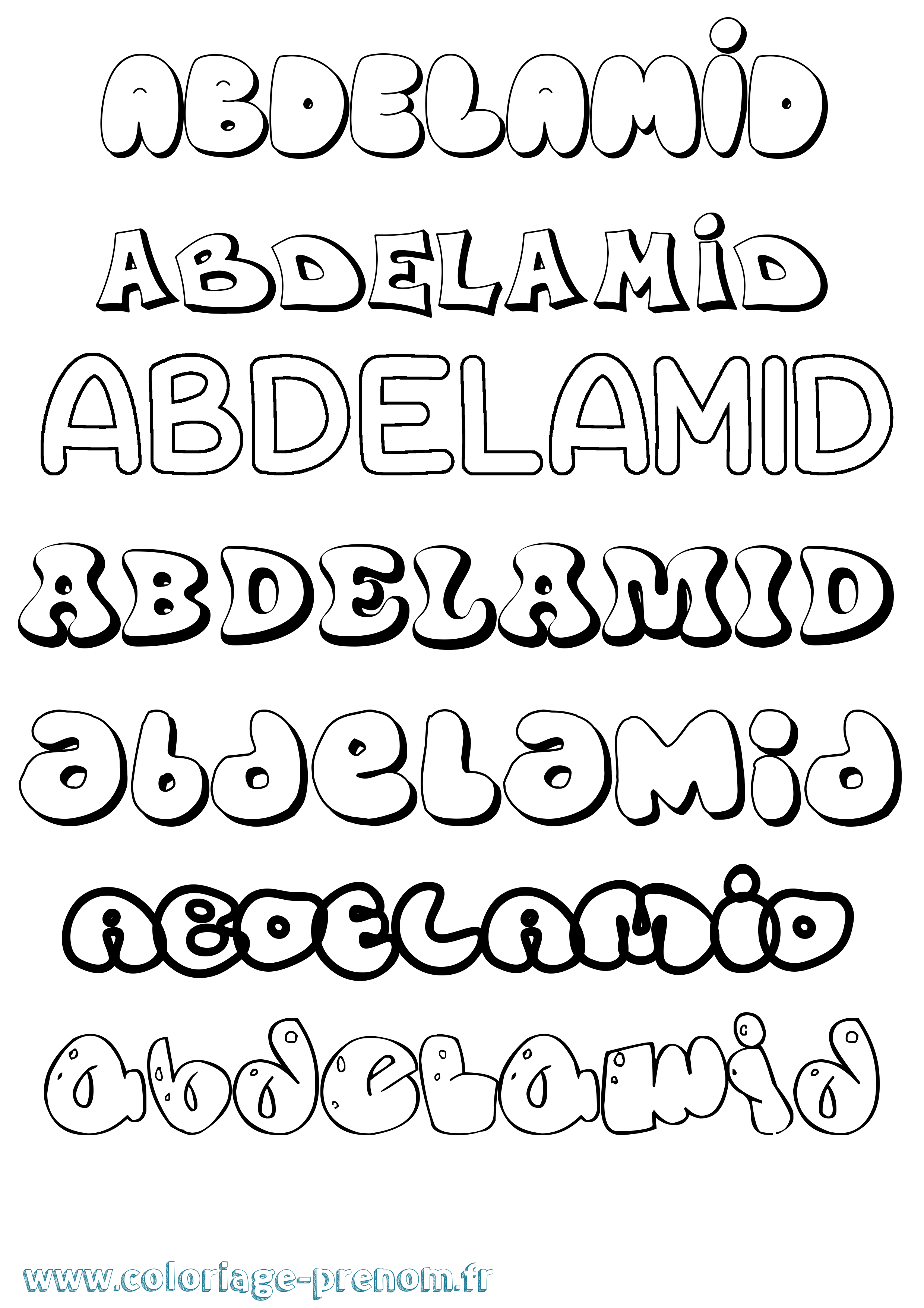 Coloriage prénom Abdelamid Bubble