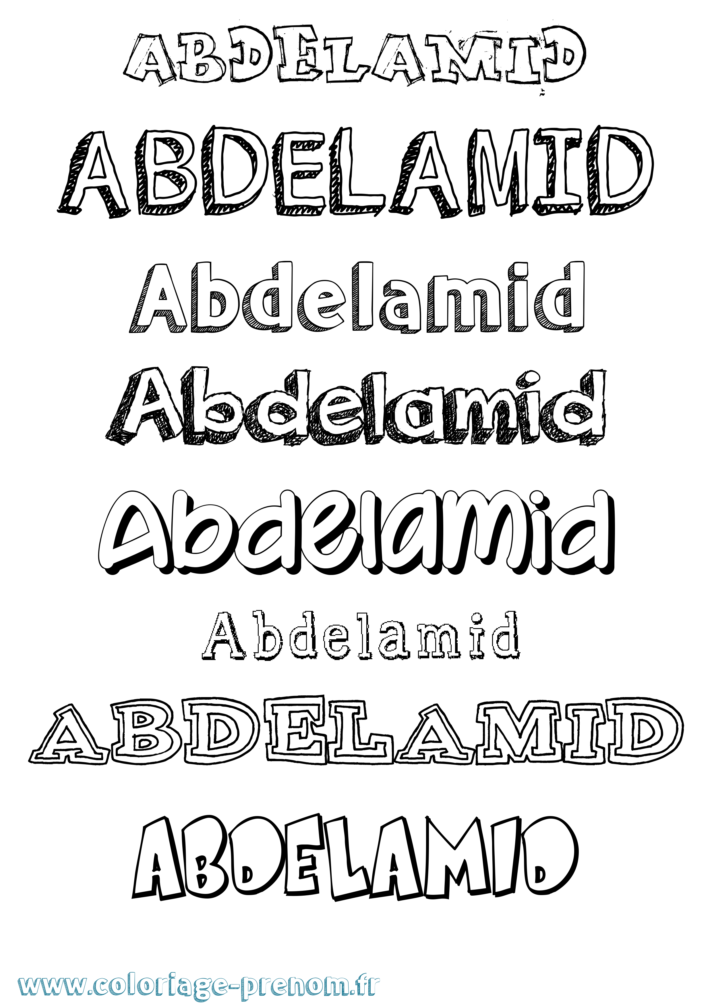Coloriage prénom Abdelamid Dessiné