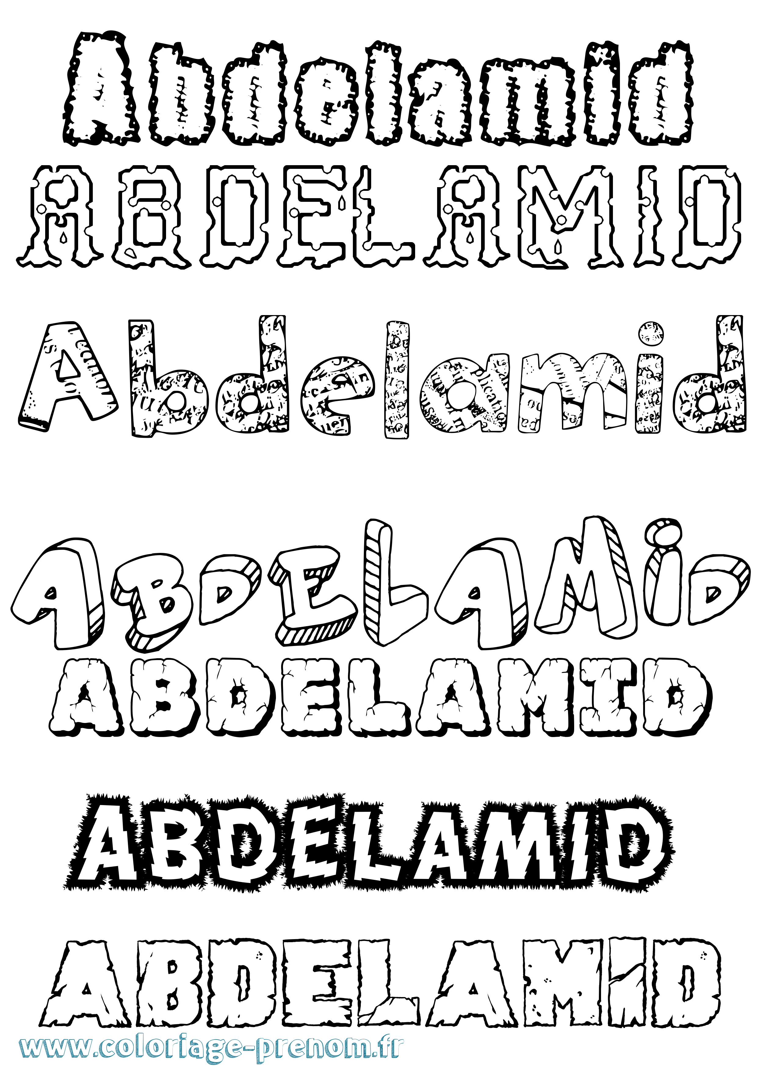Coloriage prénom Abdelamid Destructuré