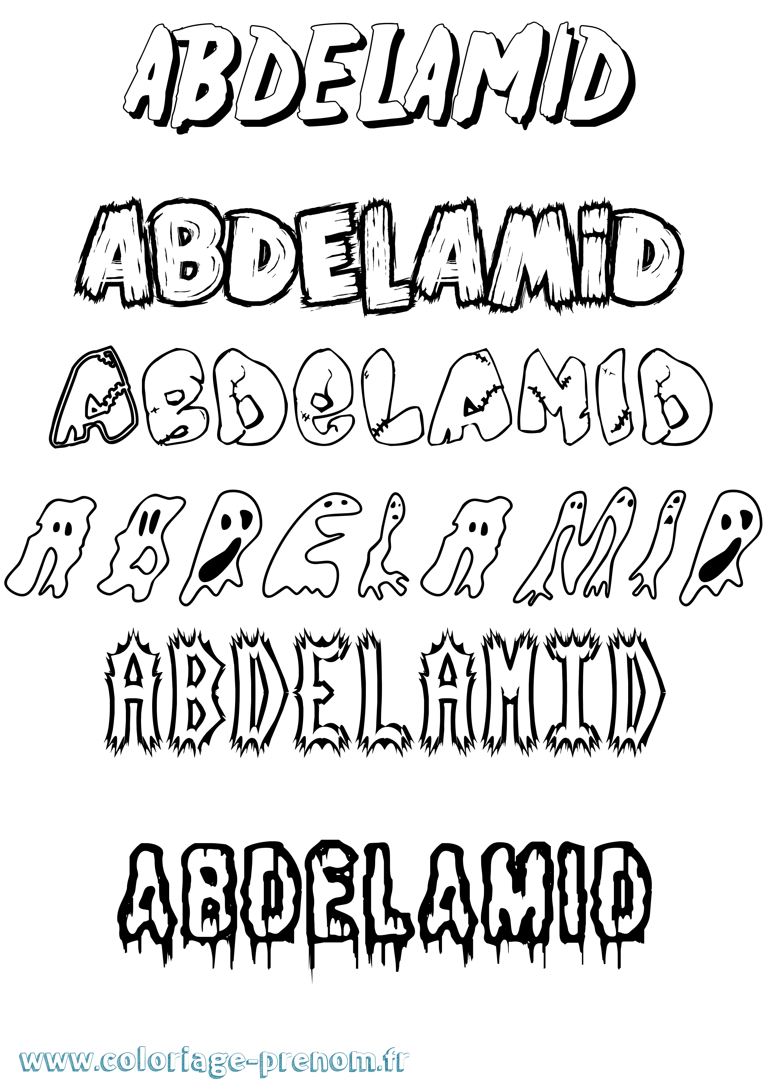 Coloriage prénom Abdelamid Frisson