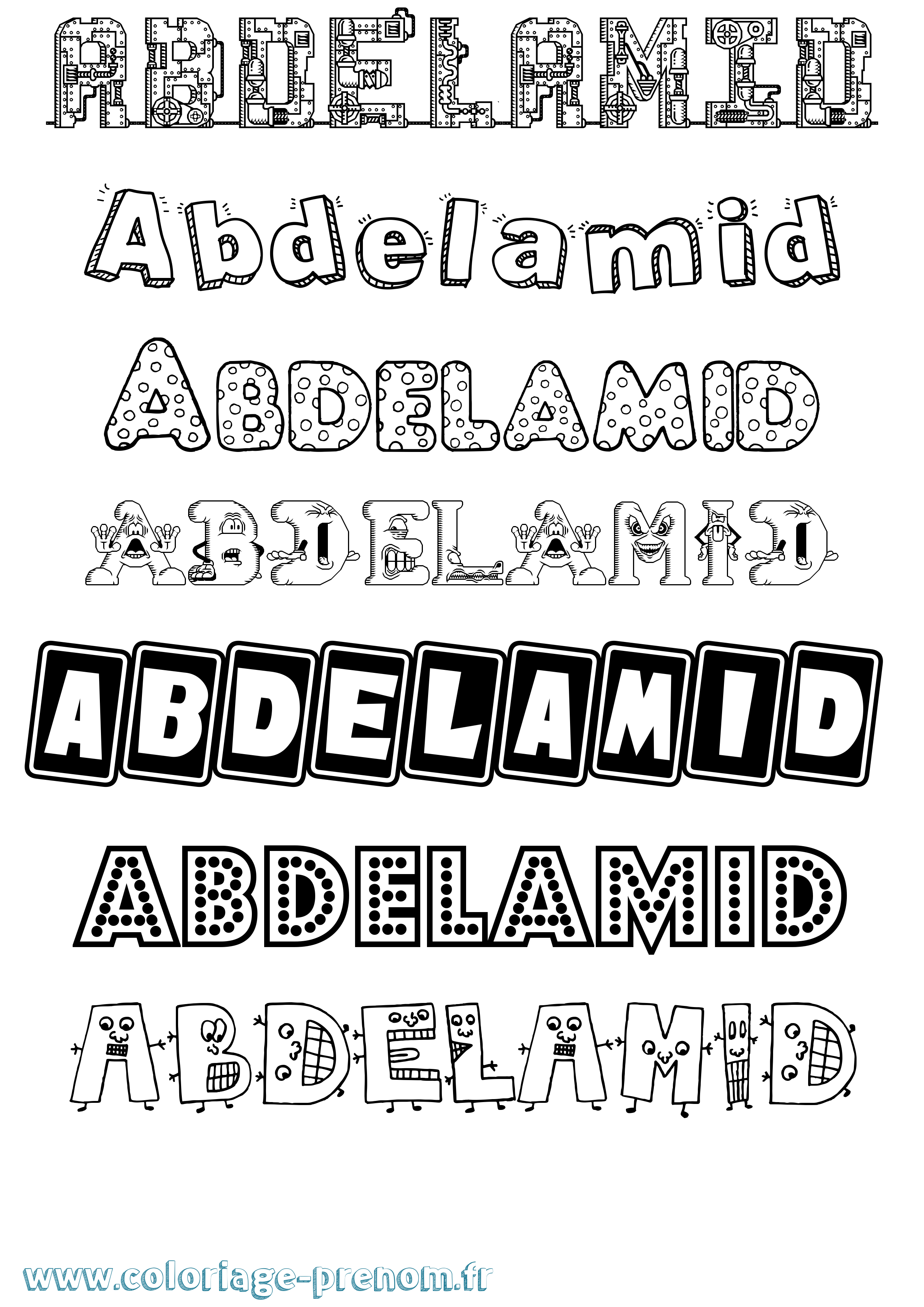 Coloriage prénom Abdelamid Fun