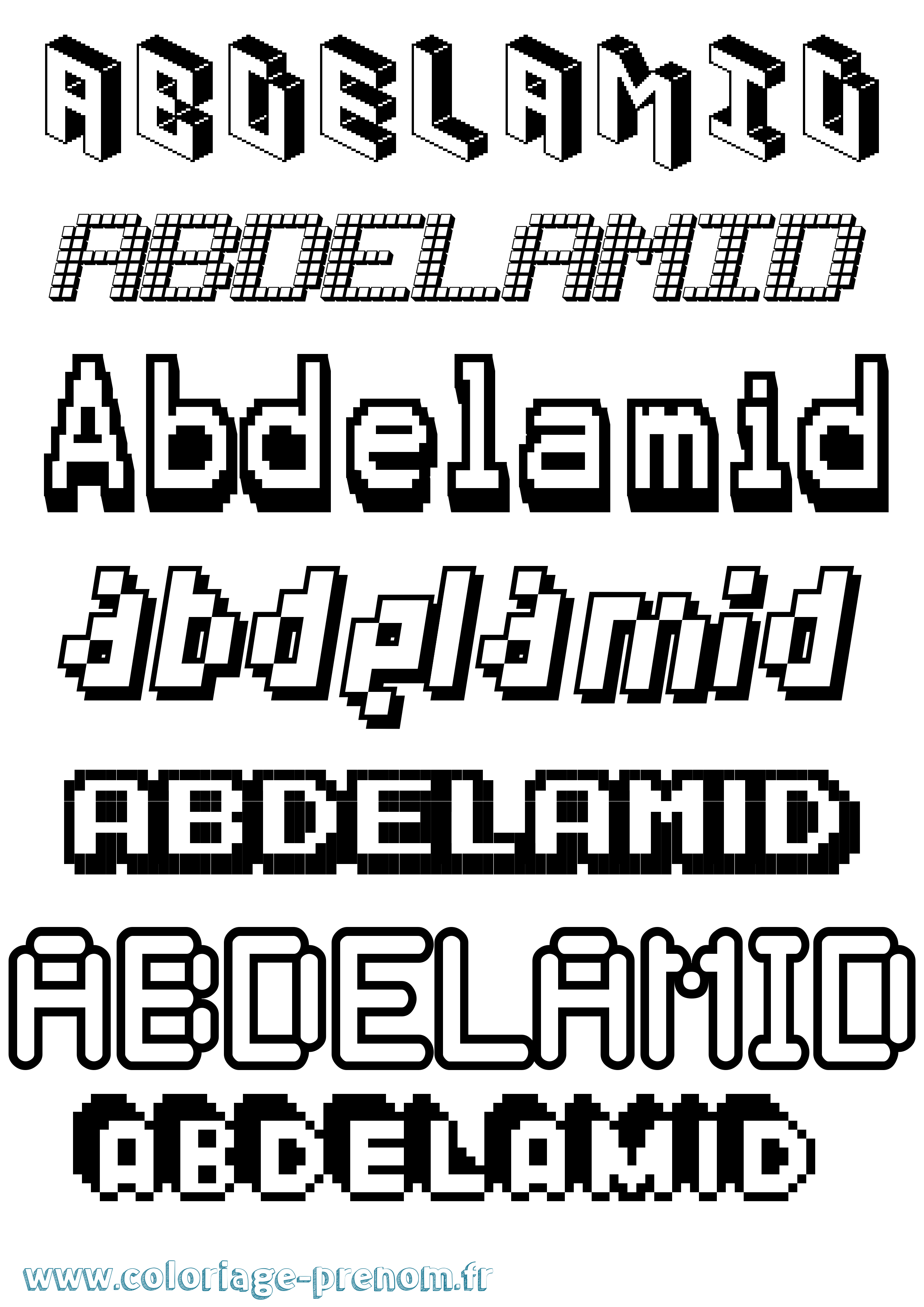 Coloriage prénom Abdelamid Pixel