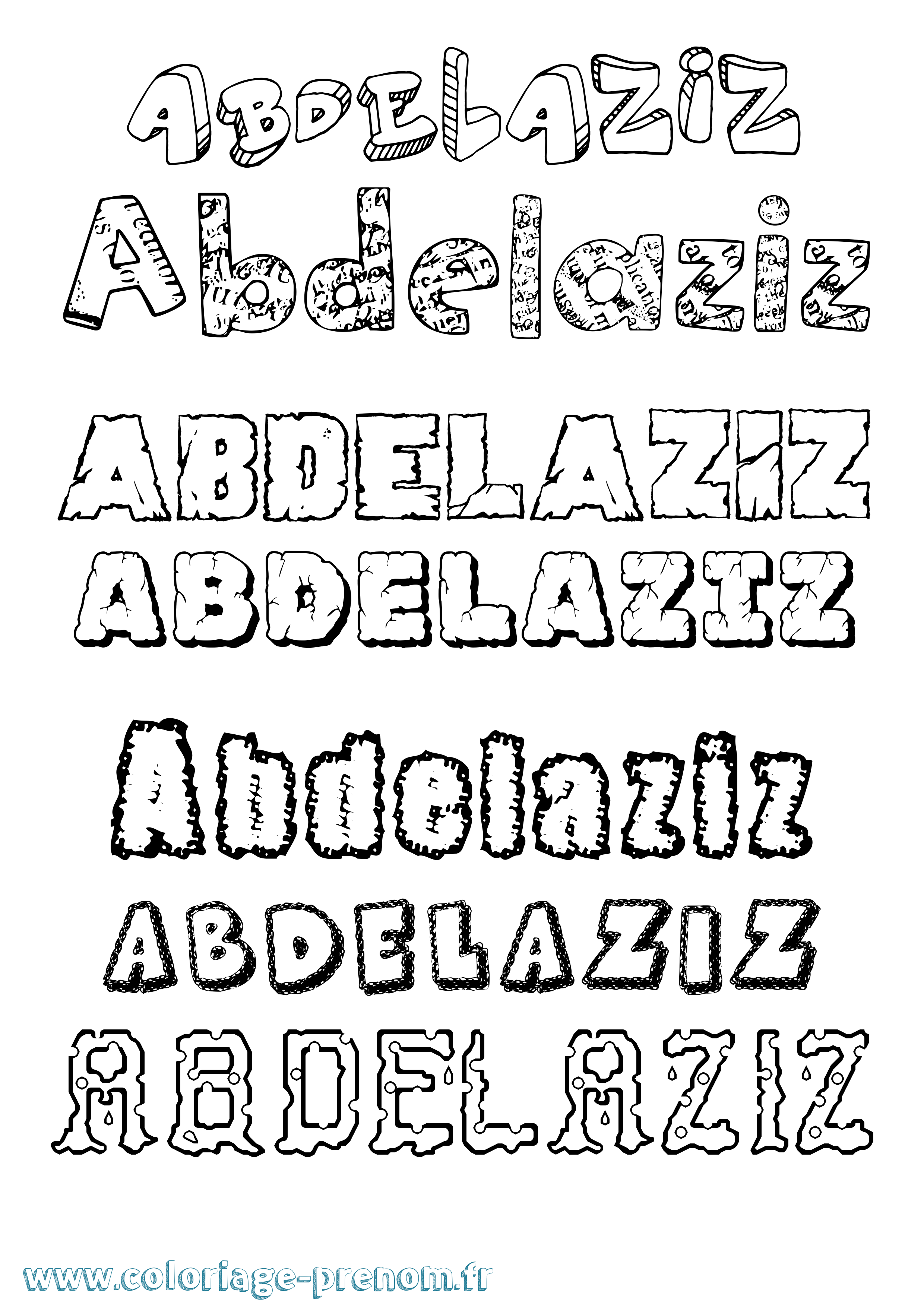 Coloriage prénom Abdelaziz Destructuré