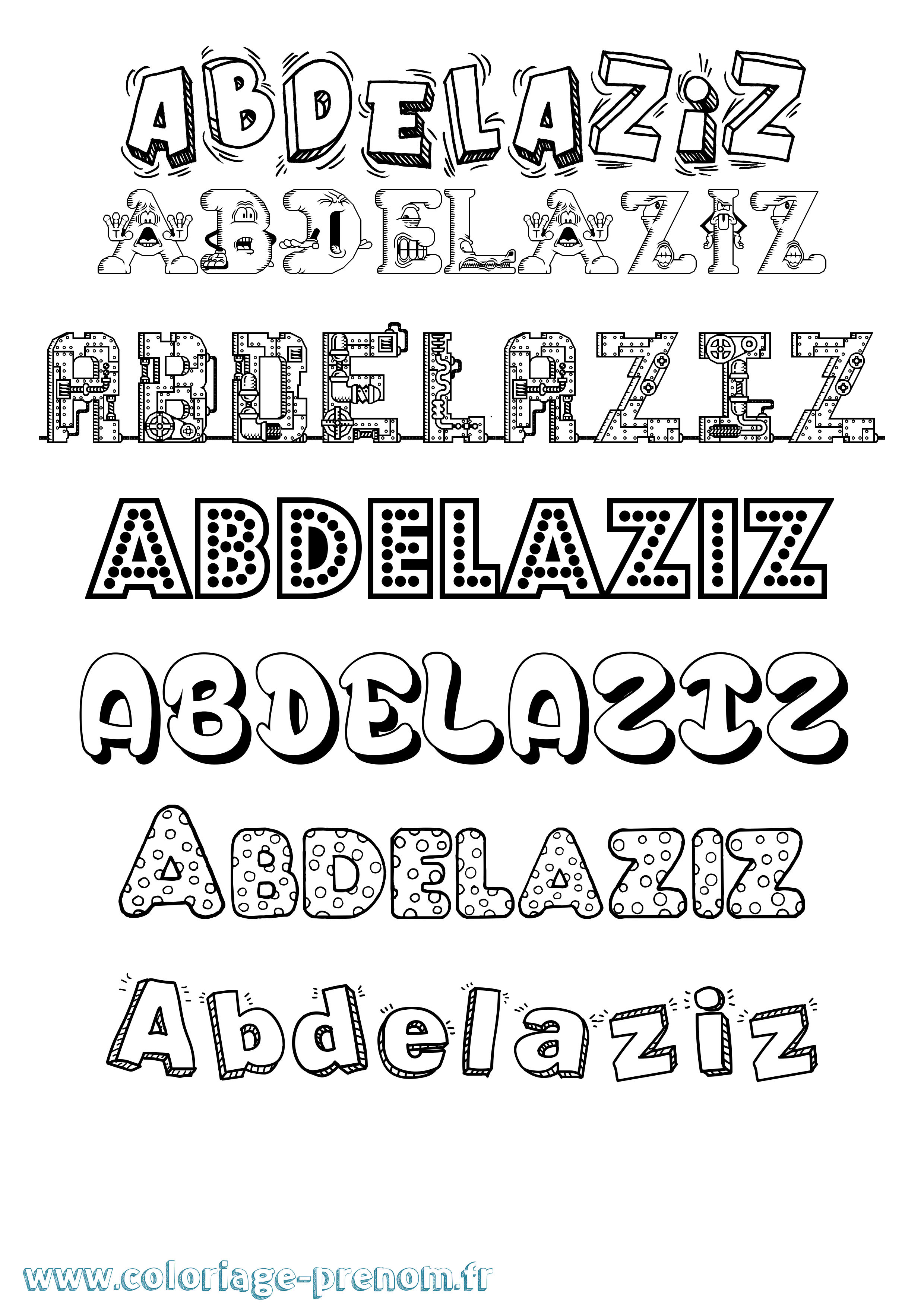 Coloriage prénom Abdelaziz Fun