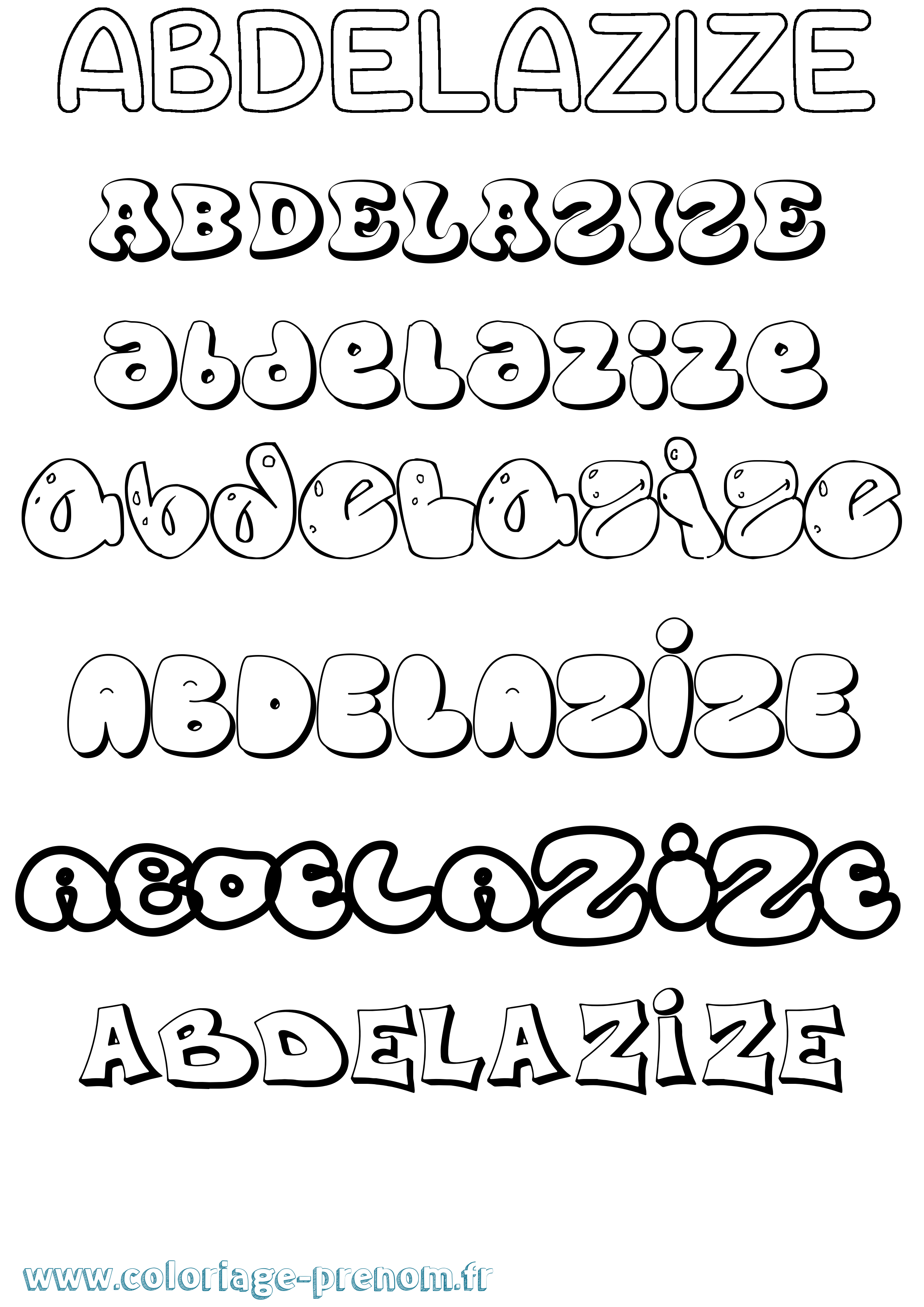 Coloriage Abdelazize Bubble Coloriage prénom Abdelazize Bubble