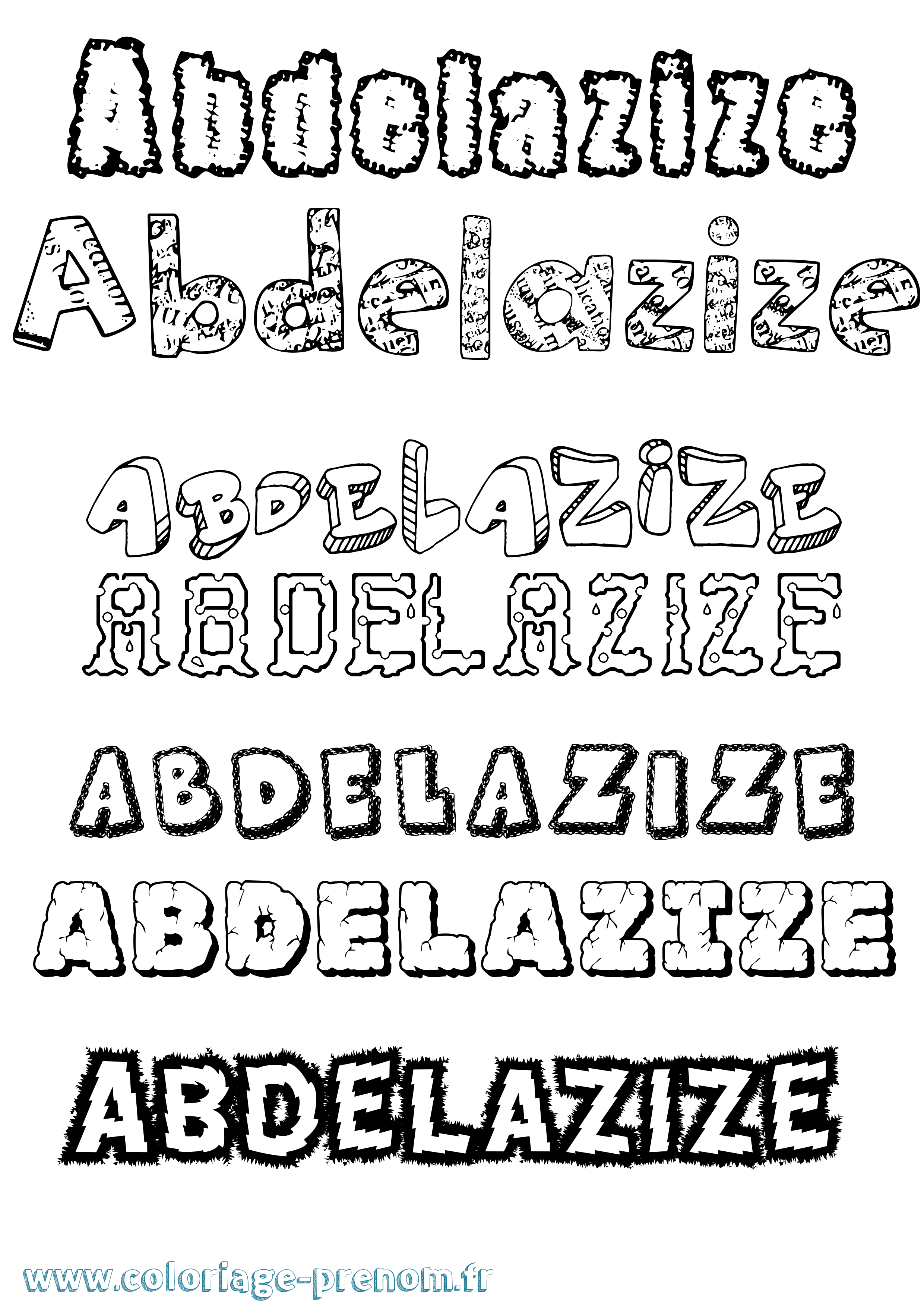 Coloriage Abdelazize Destructuré Coloriage prénom Abdelazize Destructuré