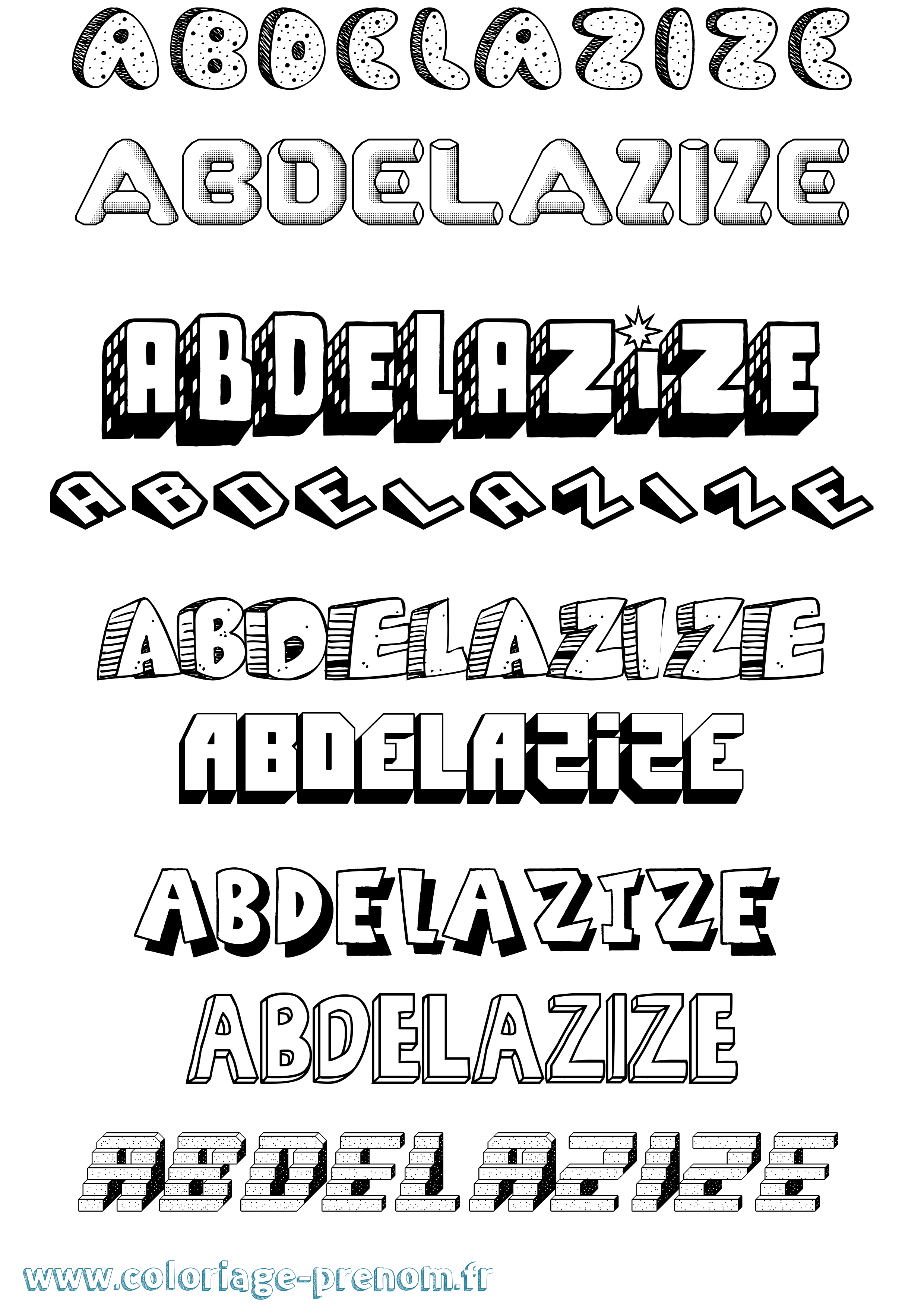 Coloriage Abdelazize Effet 3D Coloriage prénom Abdelazize Effet 3D