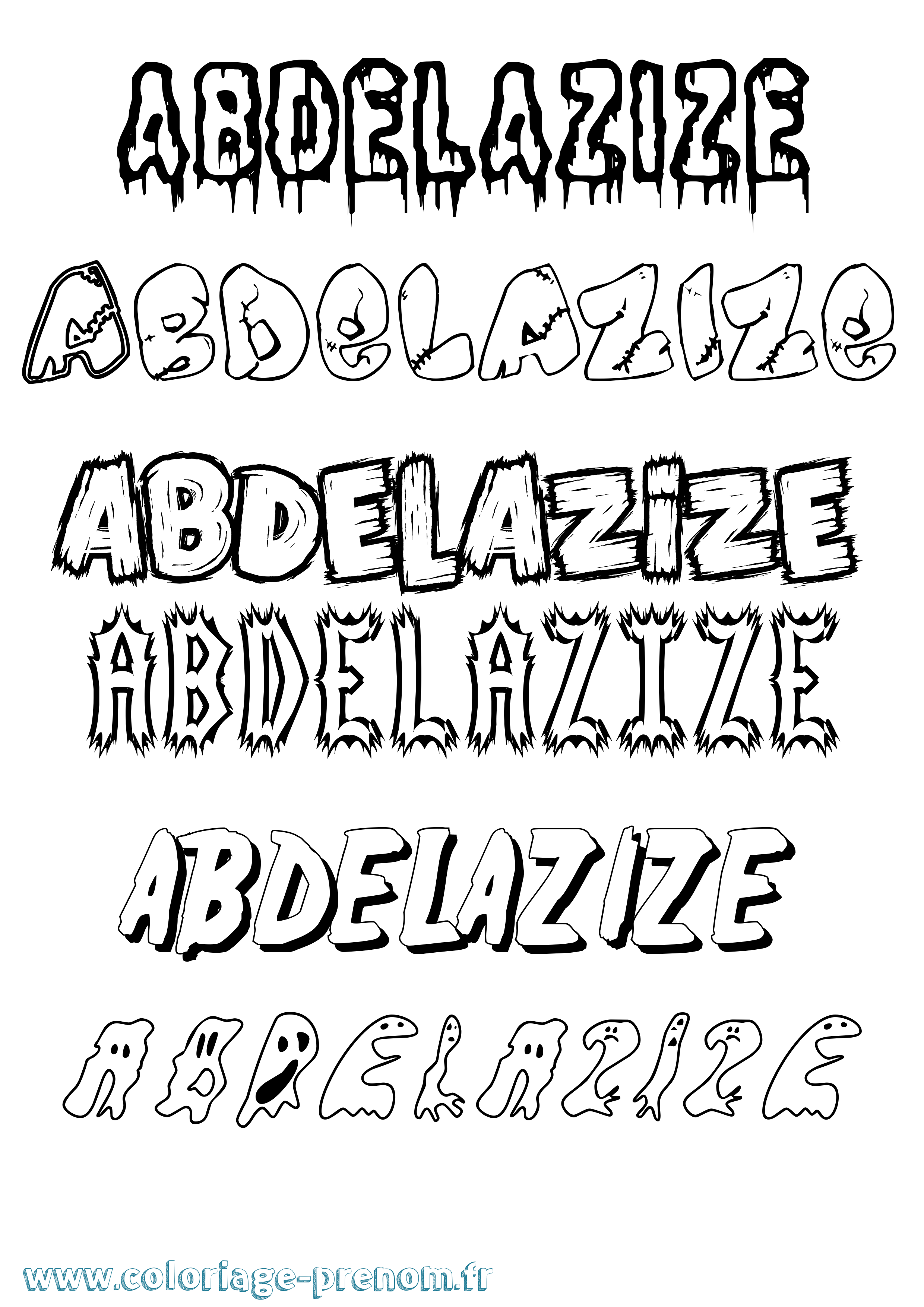 Coloriage Abdelazize Frisson Coloriage prénom Abdelazize Frisson