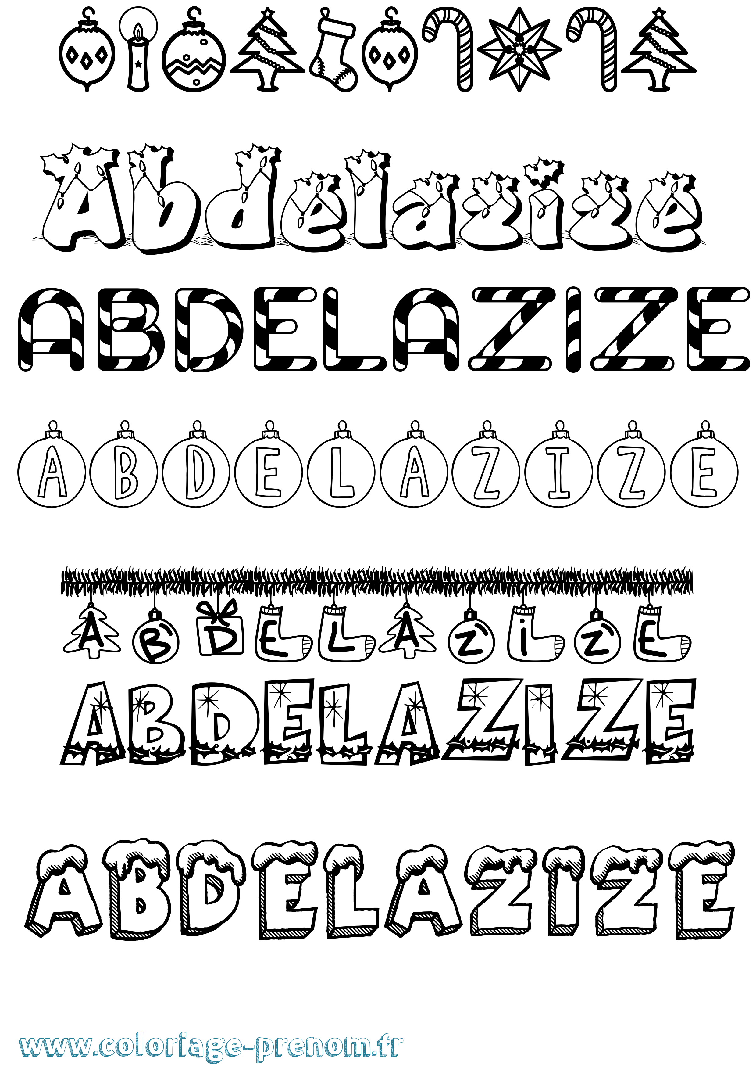 Coloriage Abdelazize Noël Coloriage prénom Abdelazize Noël