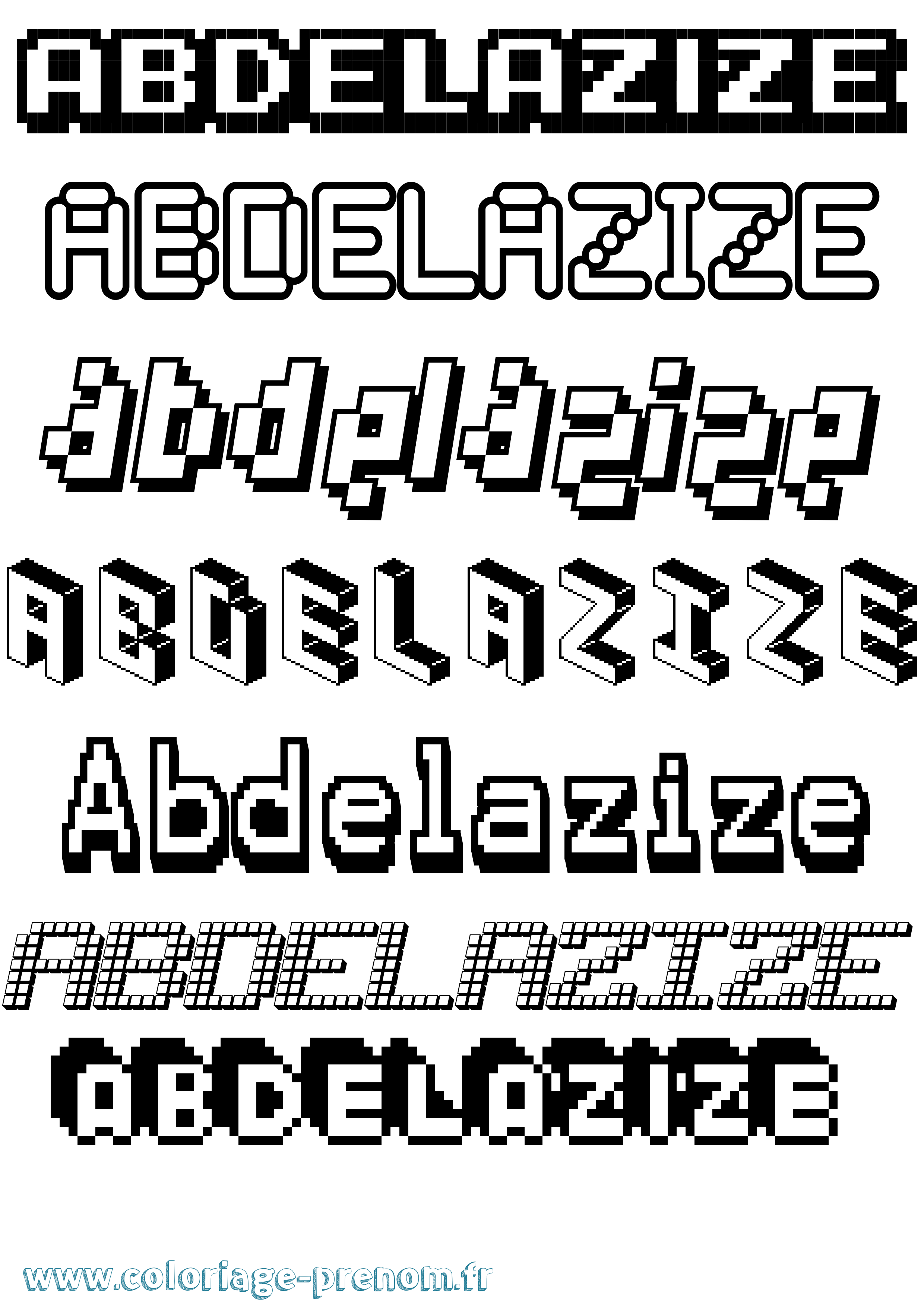 Coloriage prénom Abdelazize Pixel