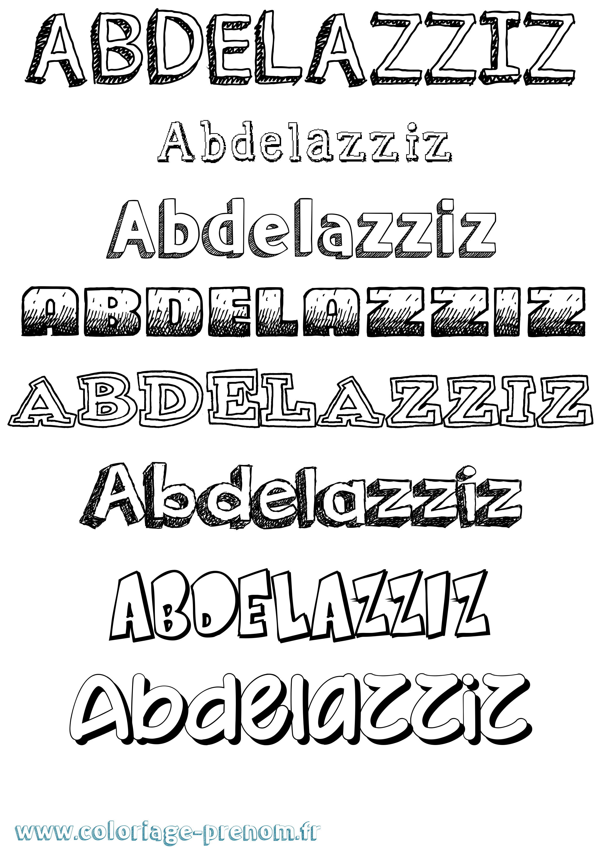 Coloriage prénom Abdelazziz Dessiné