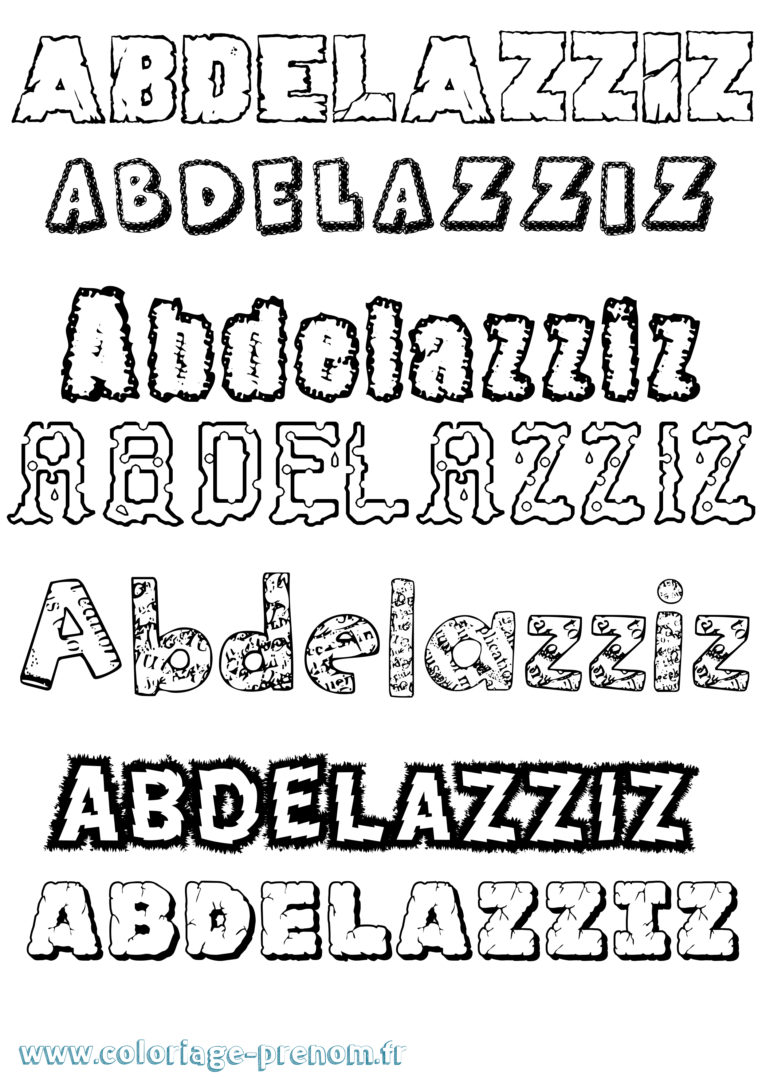 Coloriage prénom Abdelazziz Destructuré
