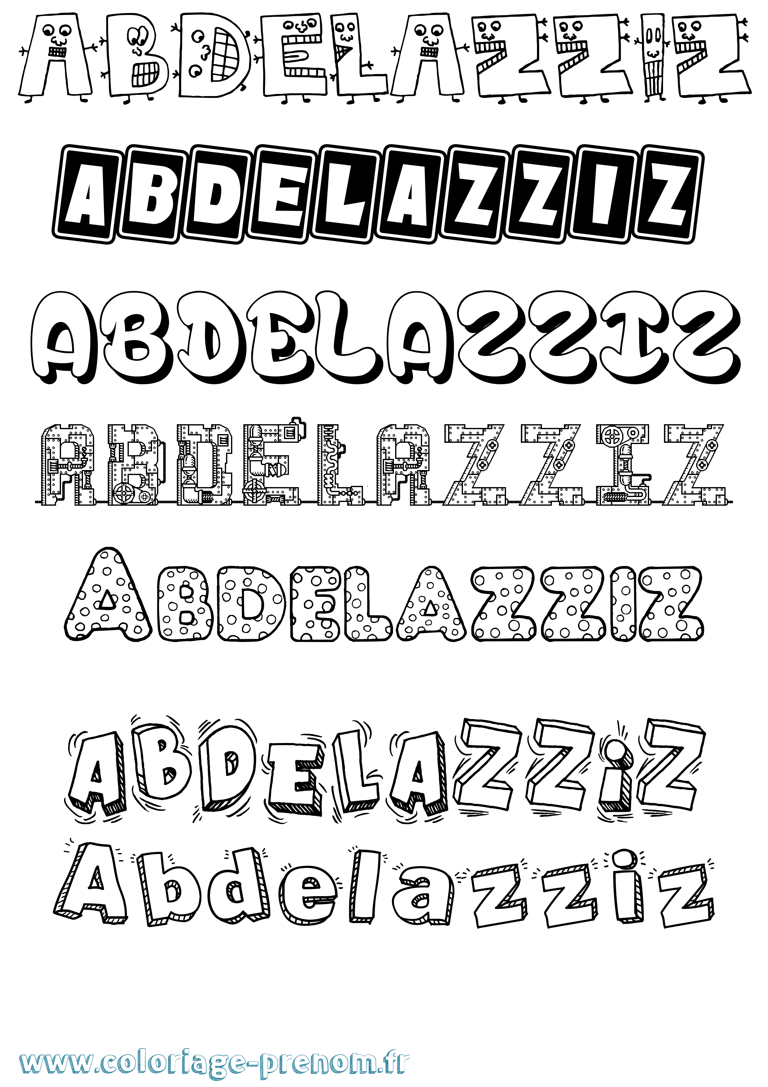 Coloriage prénom Abdelazziz Fun