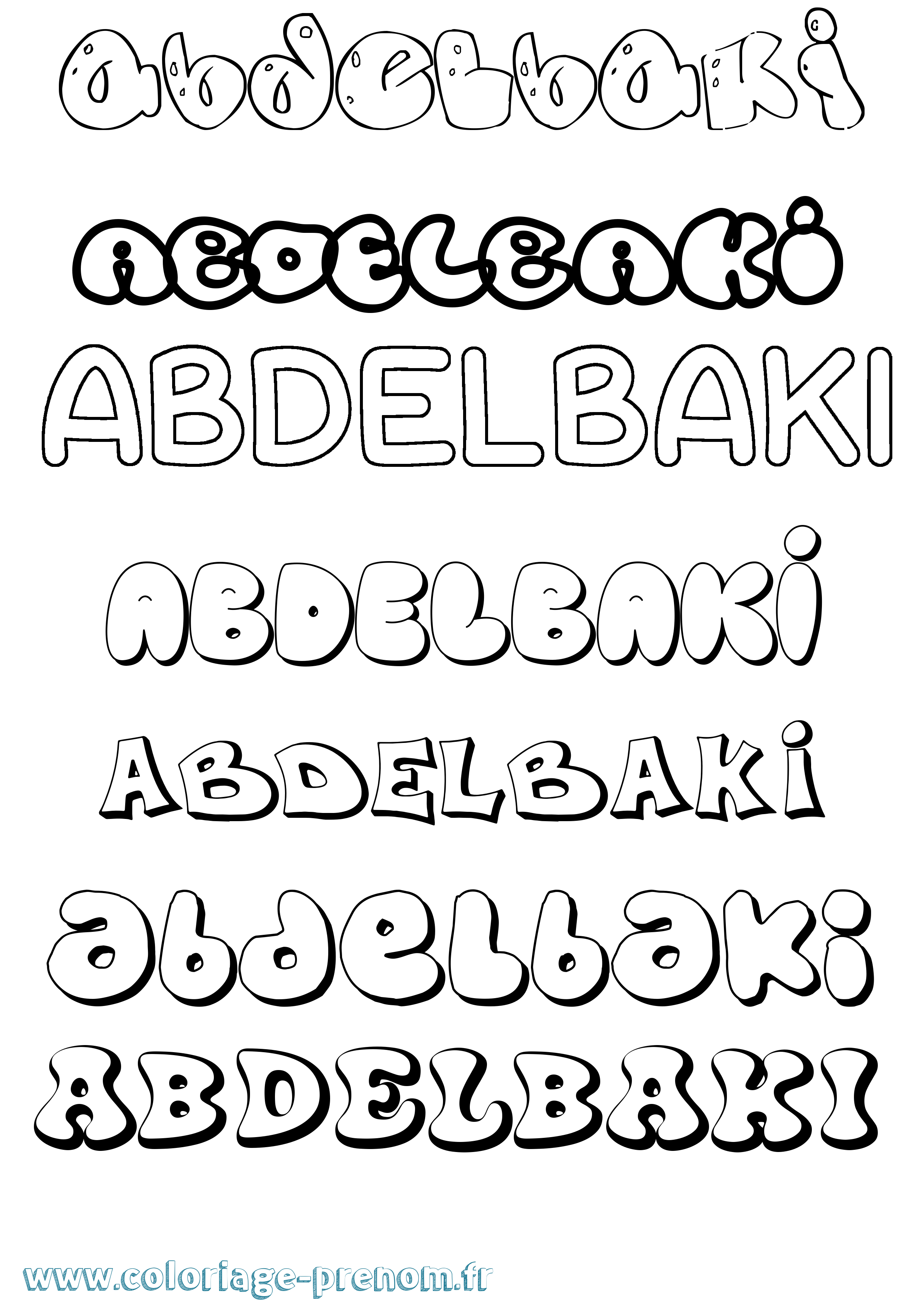 Coloriage prénom Abdelbaki Bubble