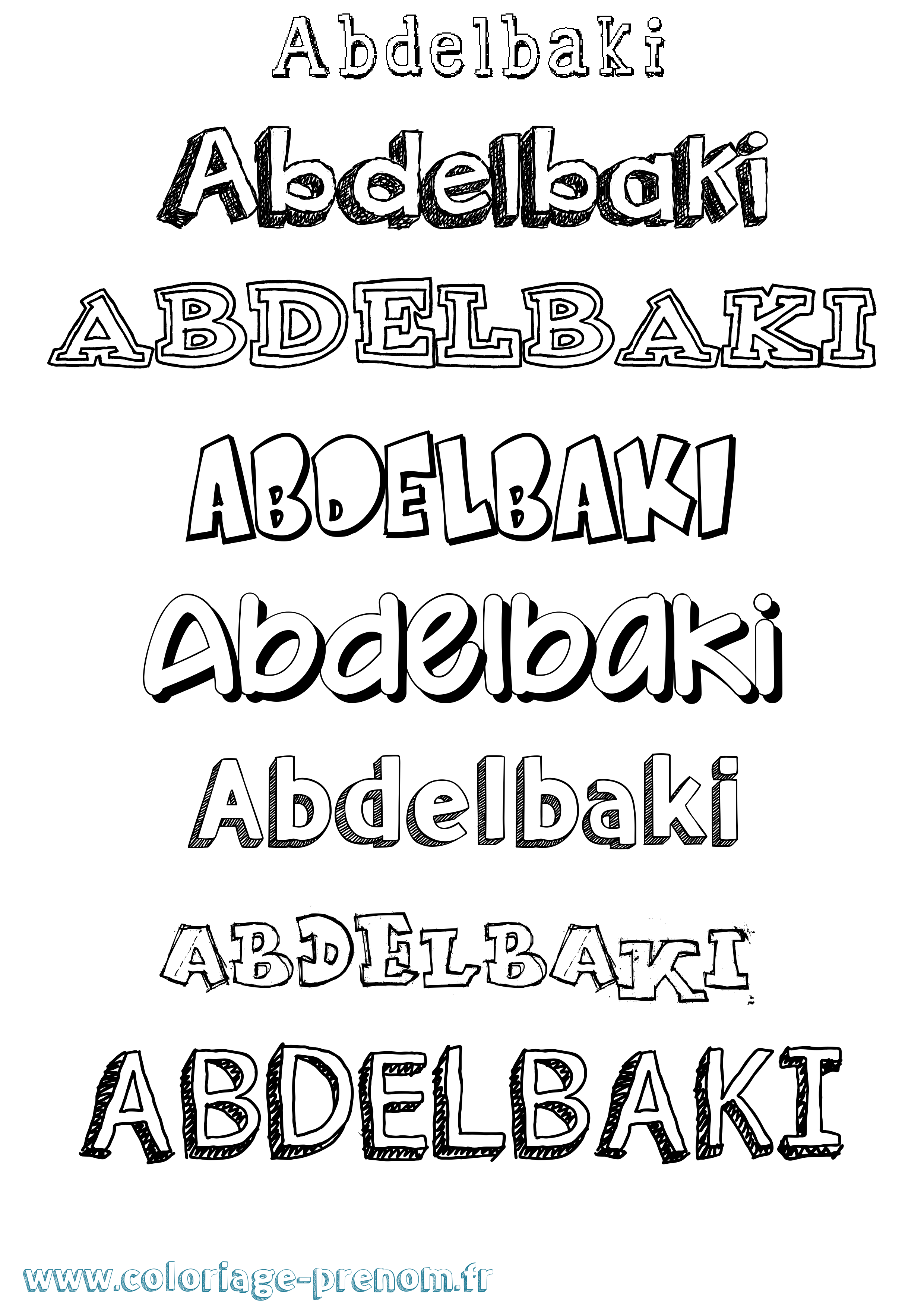 Coloriage prénom Abdelbaki Dessiné