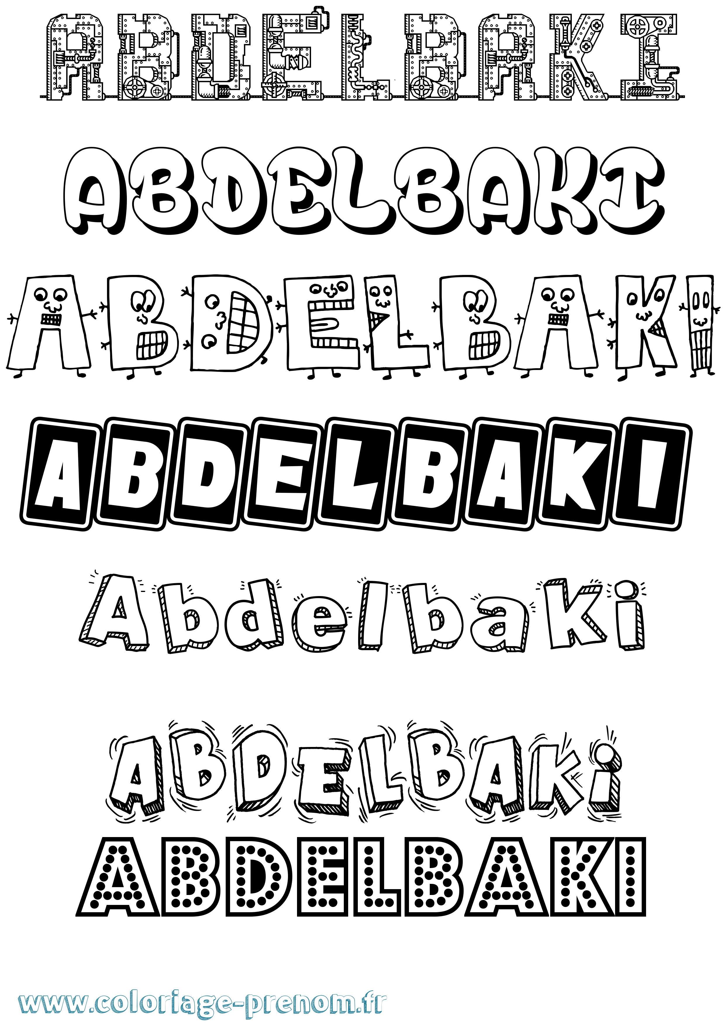 Coloriage prénom Abdelbaki Fun