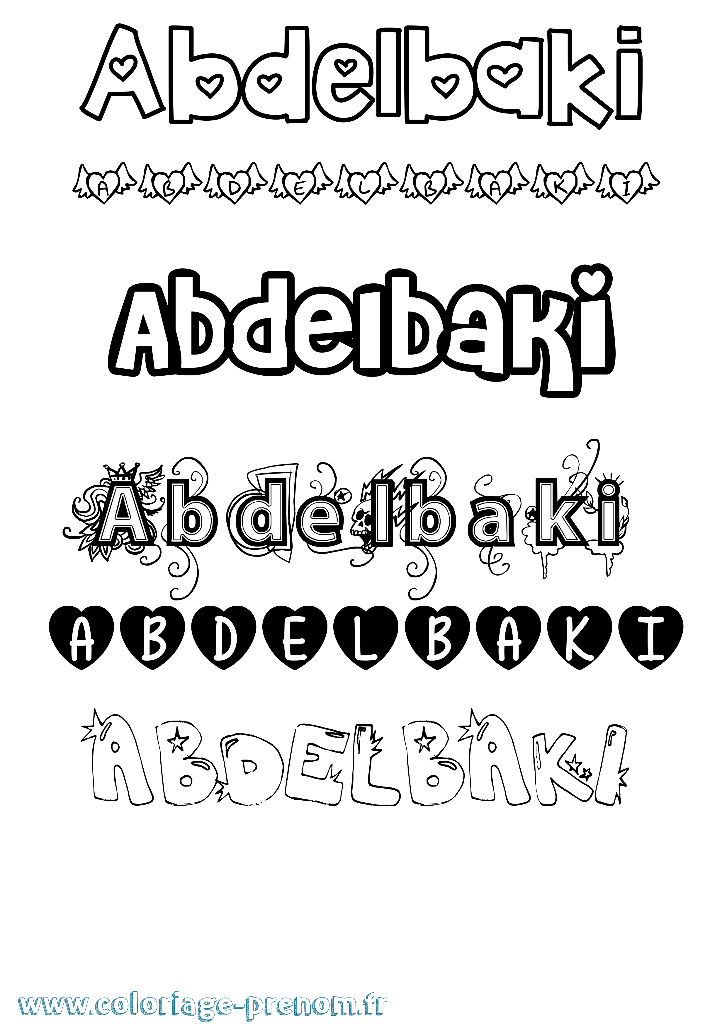 Coloriage prénom Abdelbaki Girly