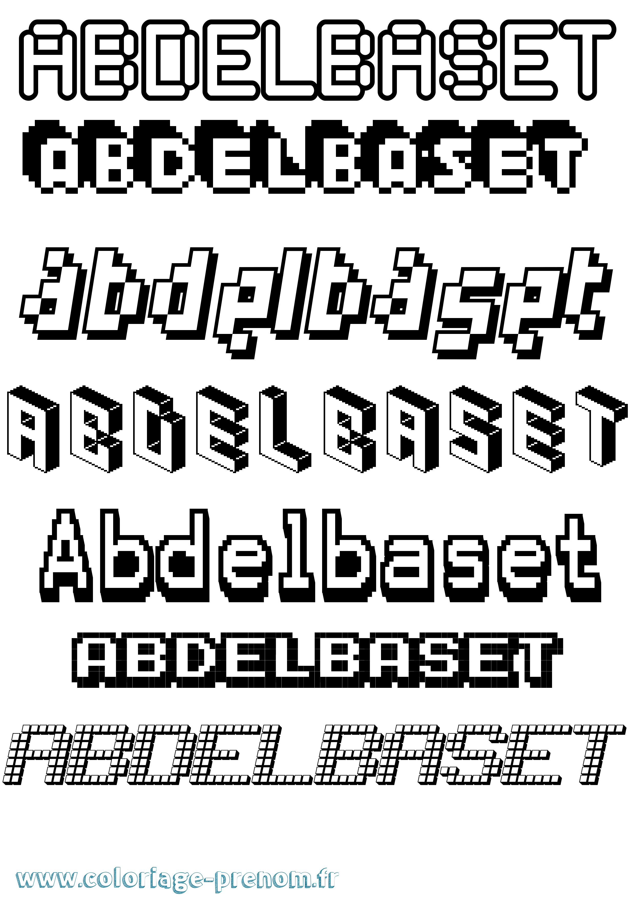Coloriage prénom Abdelbaset Pixel