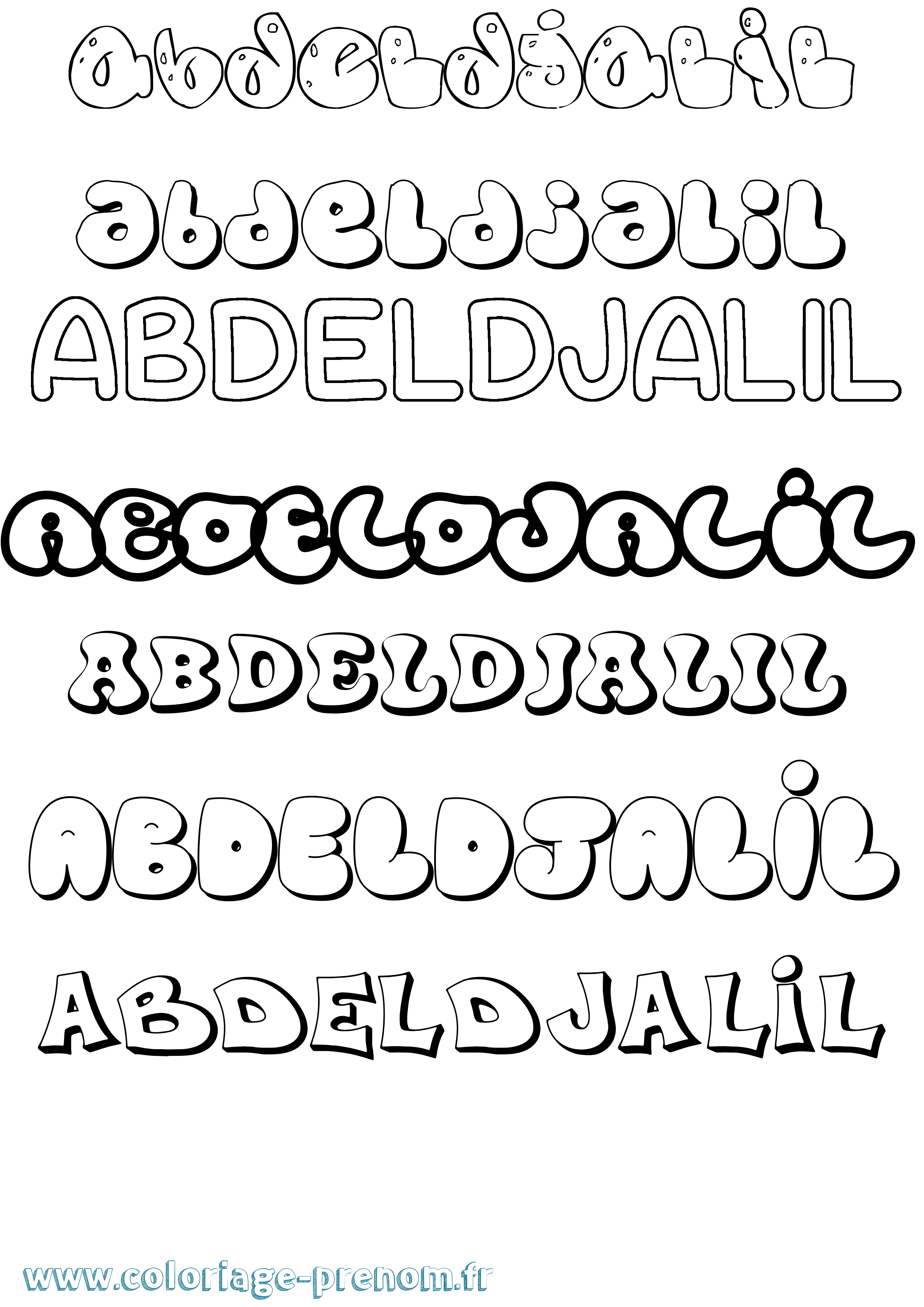 Coloriage Abdeldjalil Bubble Coloriage prénom Abdeldjalil Bubble
