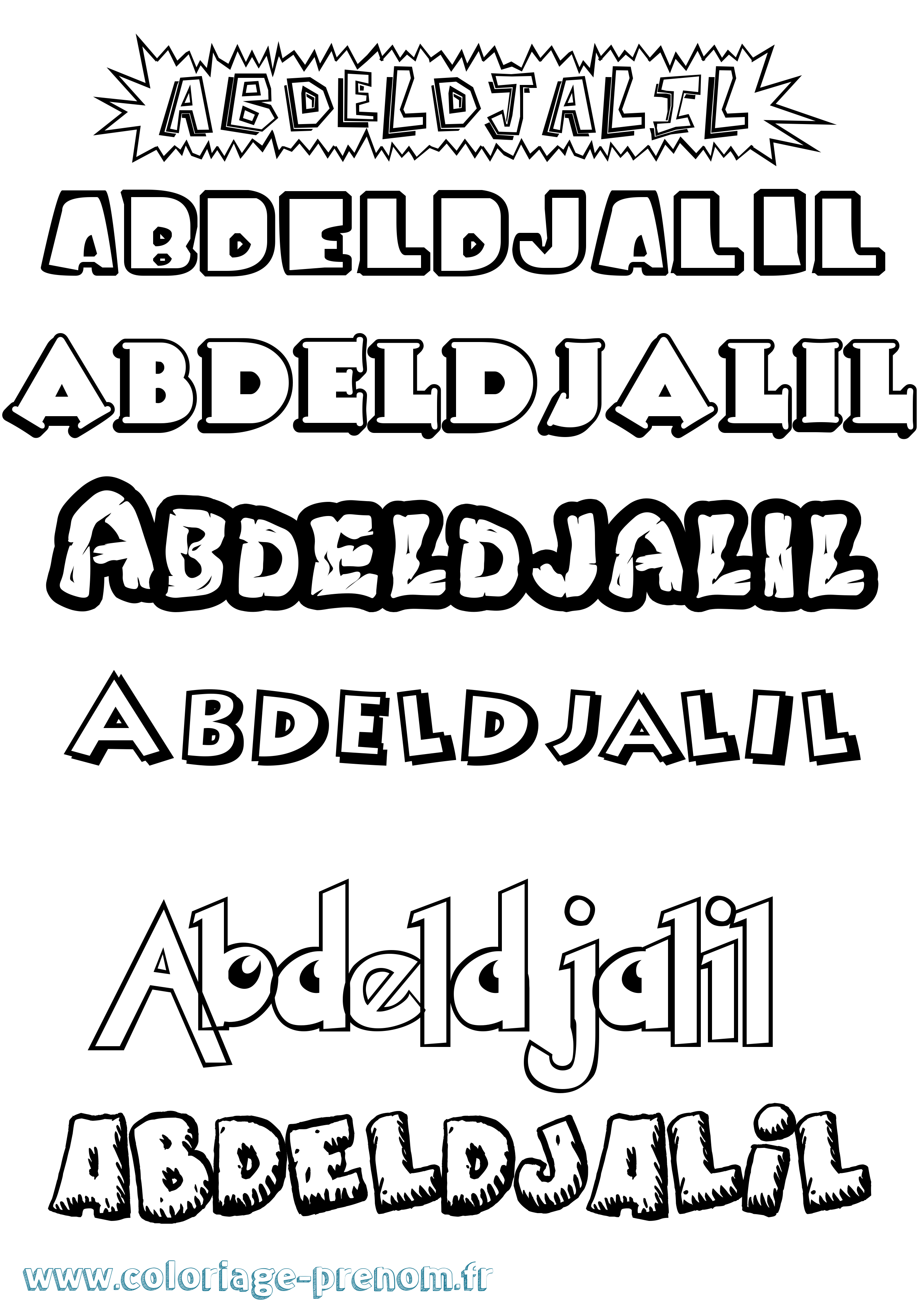 Coloriage Abdeldjalil Dessin Animé Coloriage prénom Abdeldjalil Dessin Animé