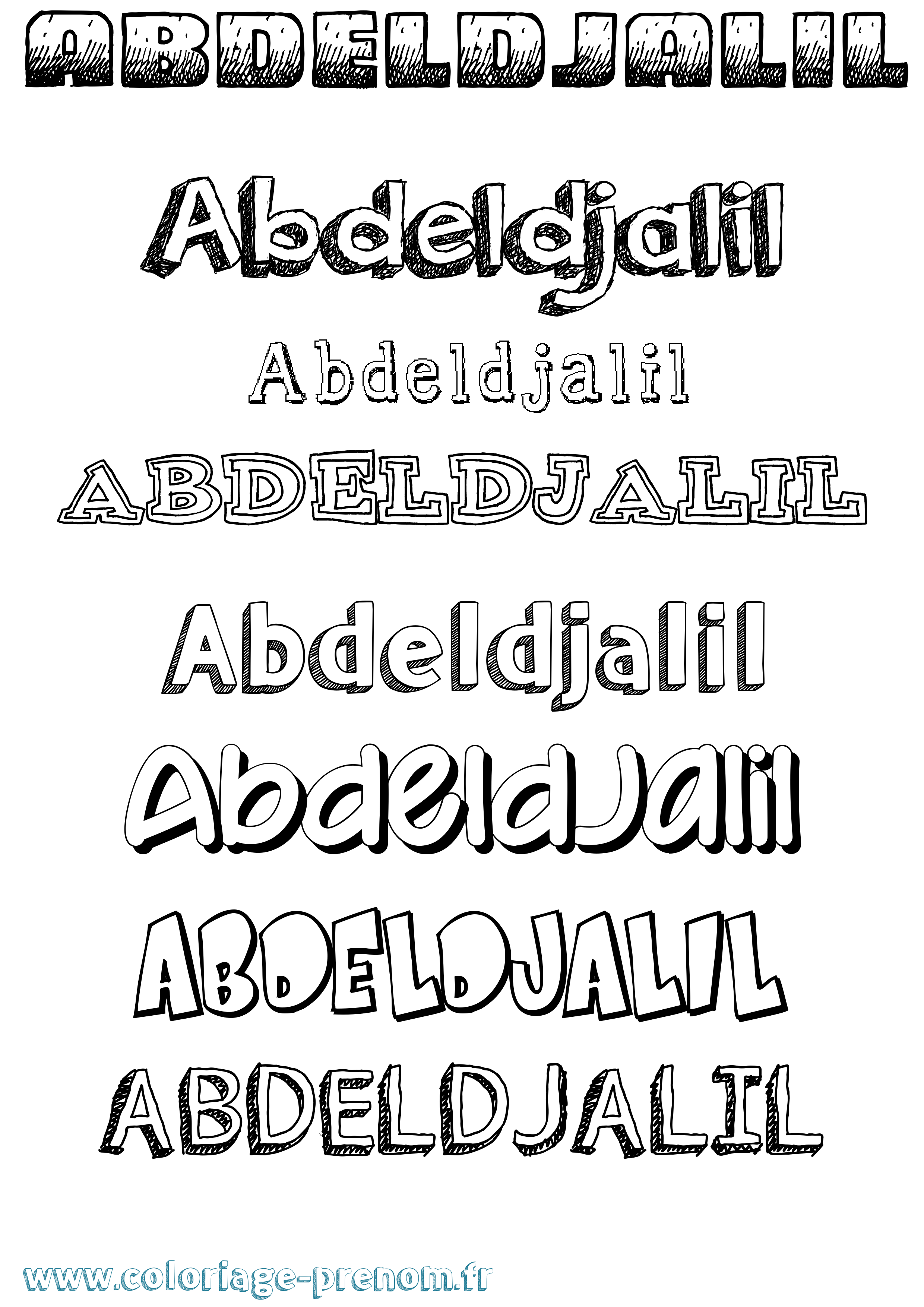 Coloriage prénom Abdeldjalil Dessiné