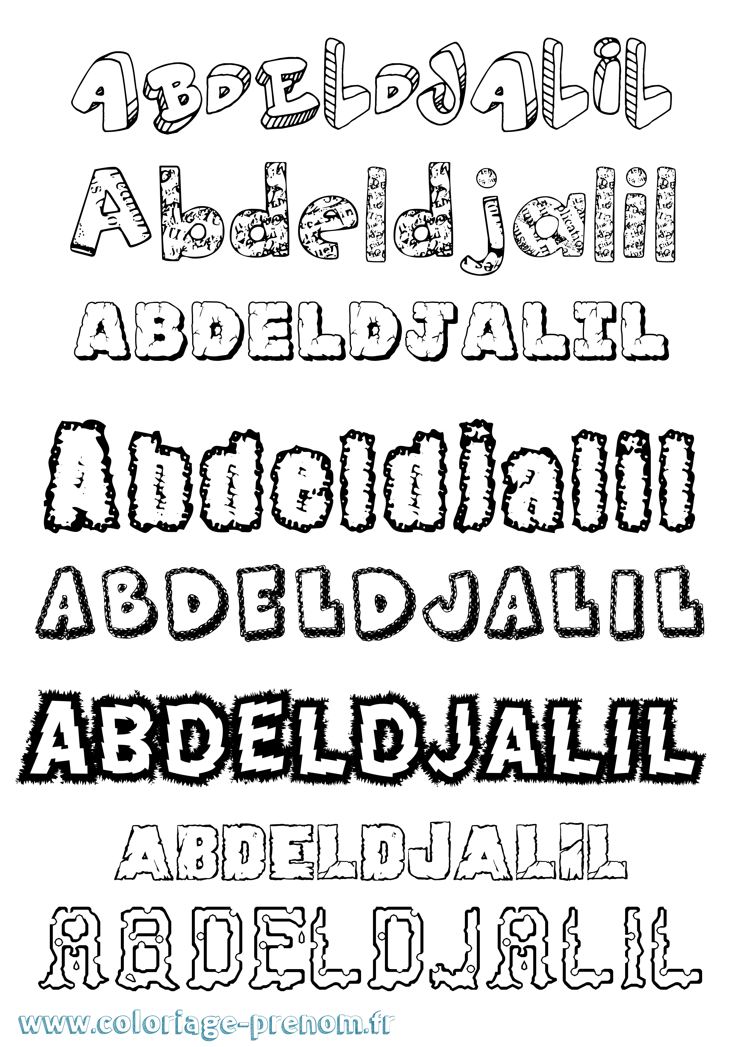 Coloriage prénom Abdeldjalil Destructuré