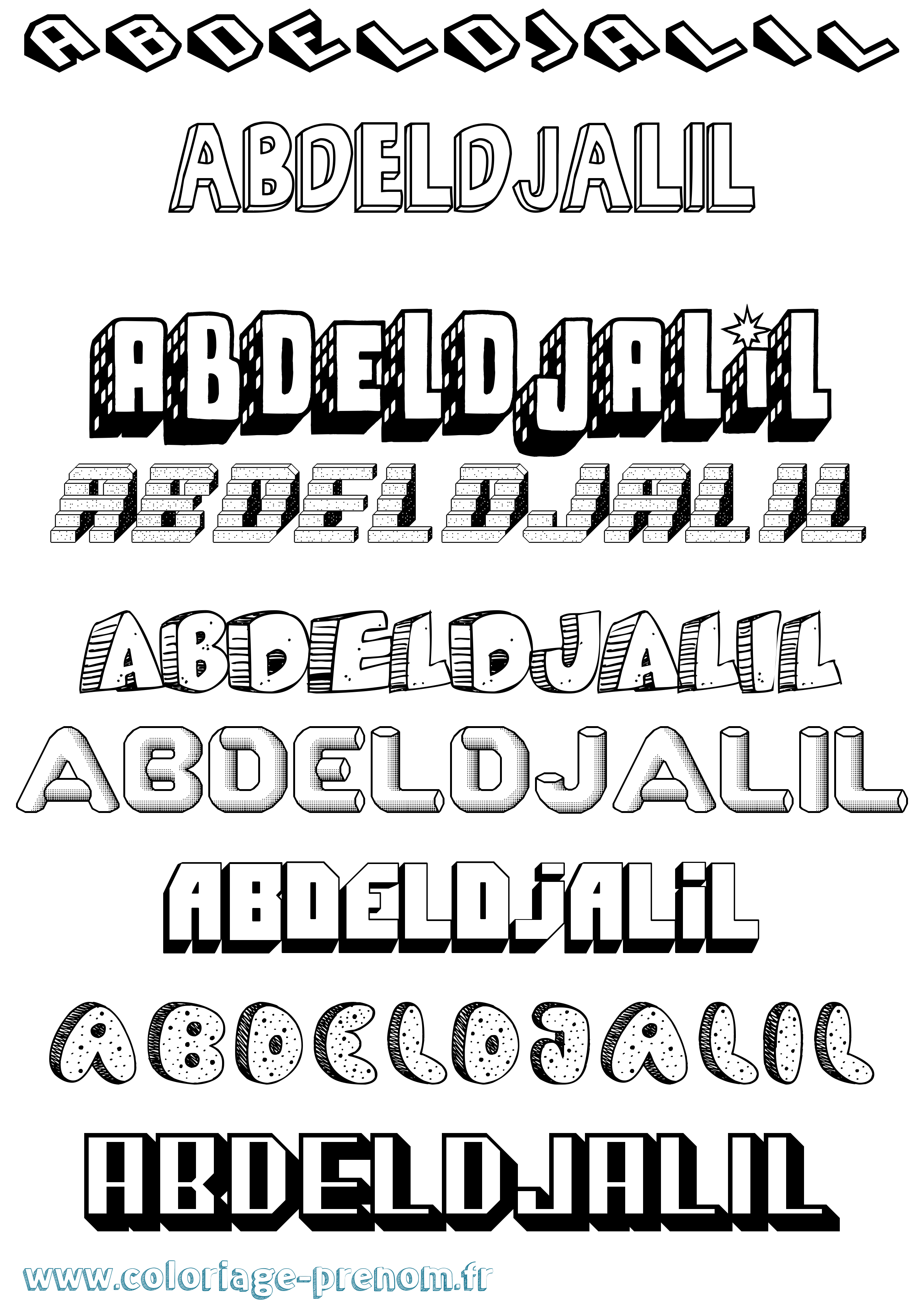 Coloriage Abdeldjalil Effet 3D Coloriage prénom Abdeldjalil Effet 3D
