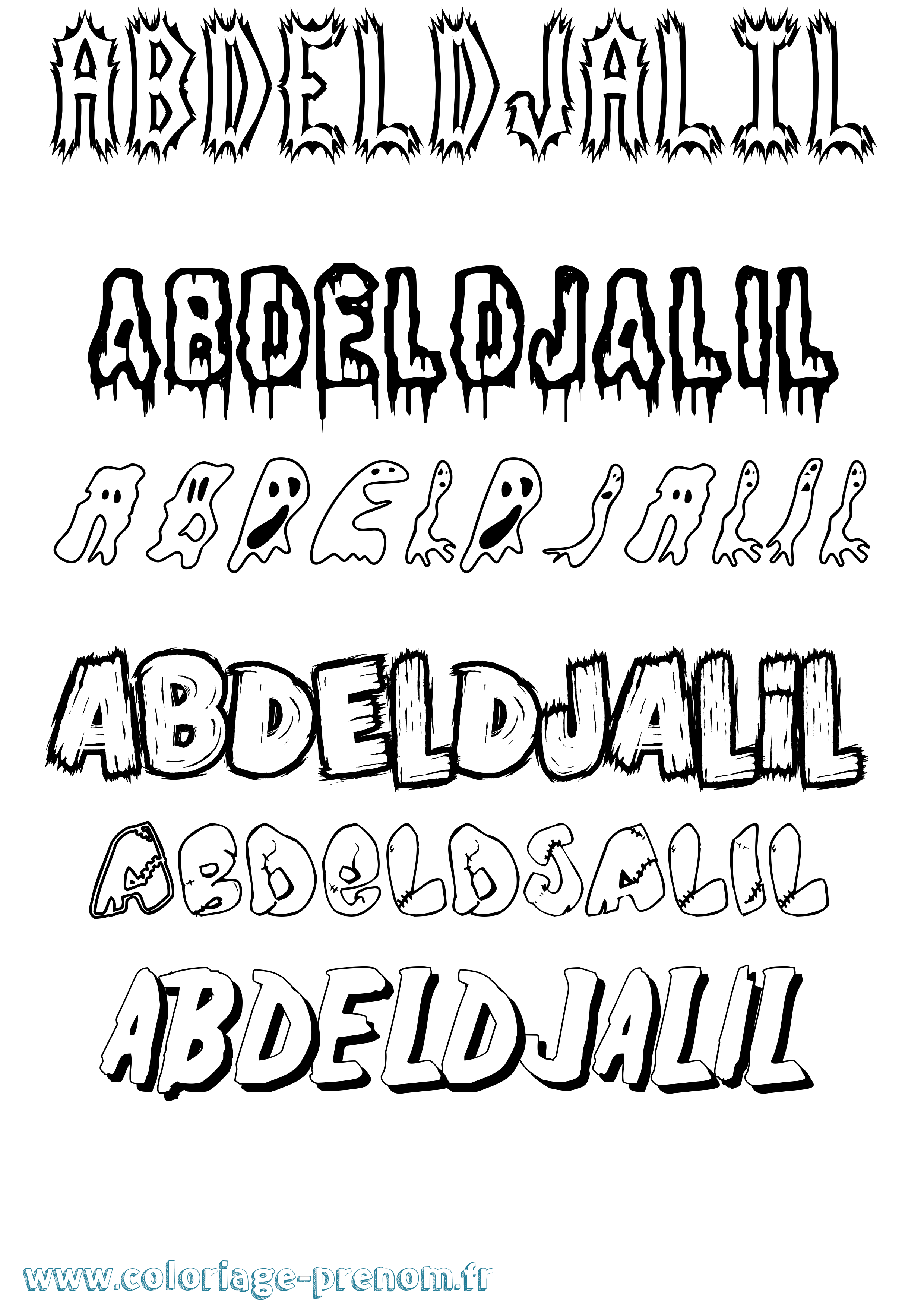 Coloriage Abdeldjalil Frisson Coloriage prénom Abdeldjalil Frisson