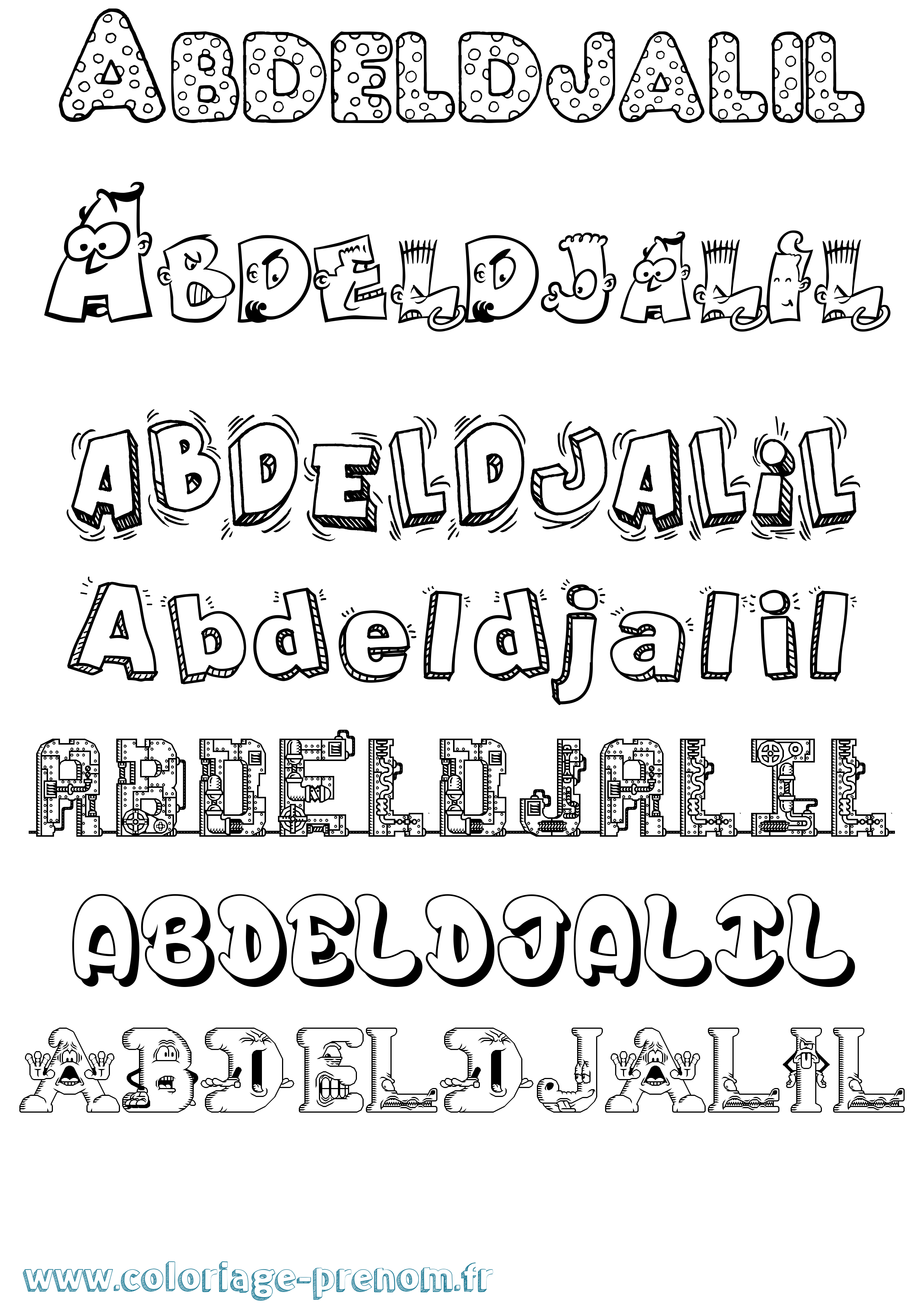 Coloriage Abdeldjalil Fun Coloriage prénom Abdeldjalil Fun