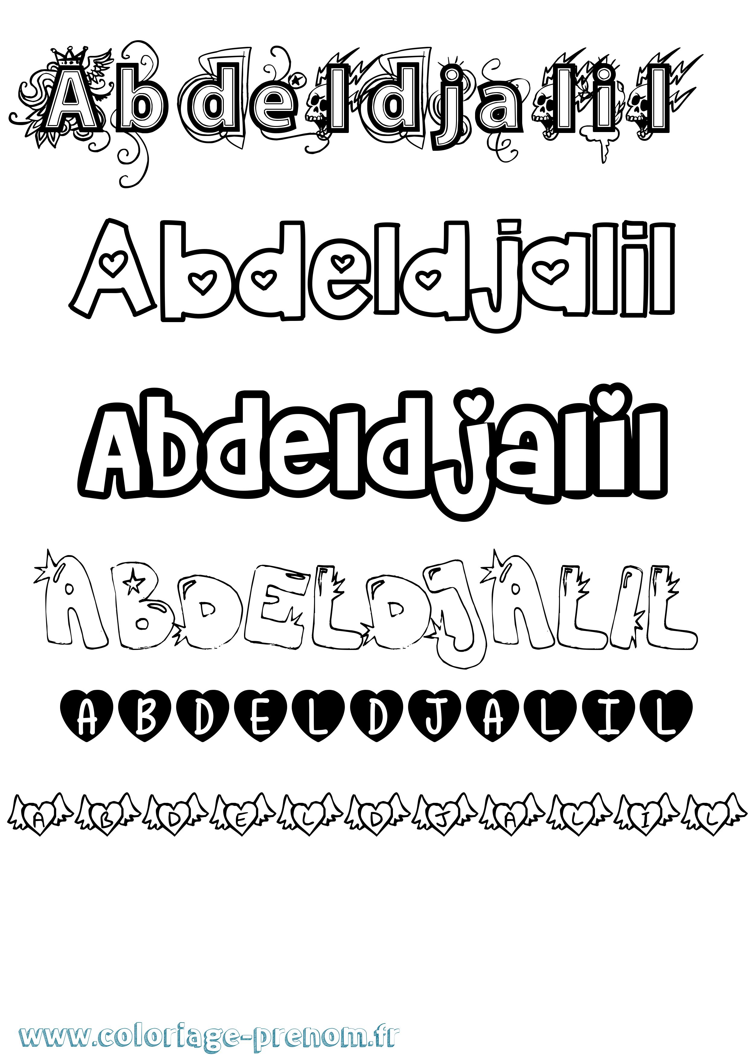 Coloriage prénom Abdeldjalil Girly