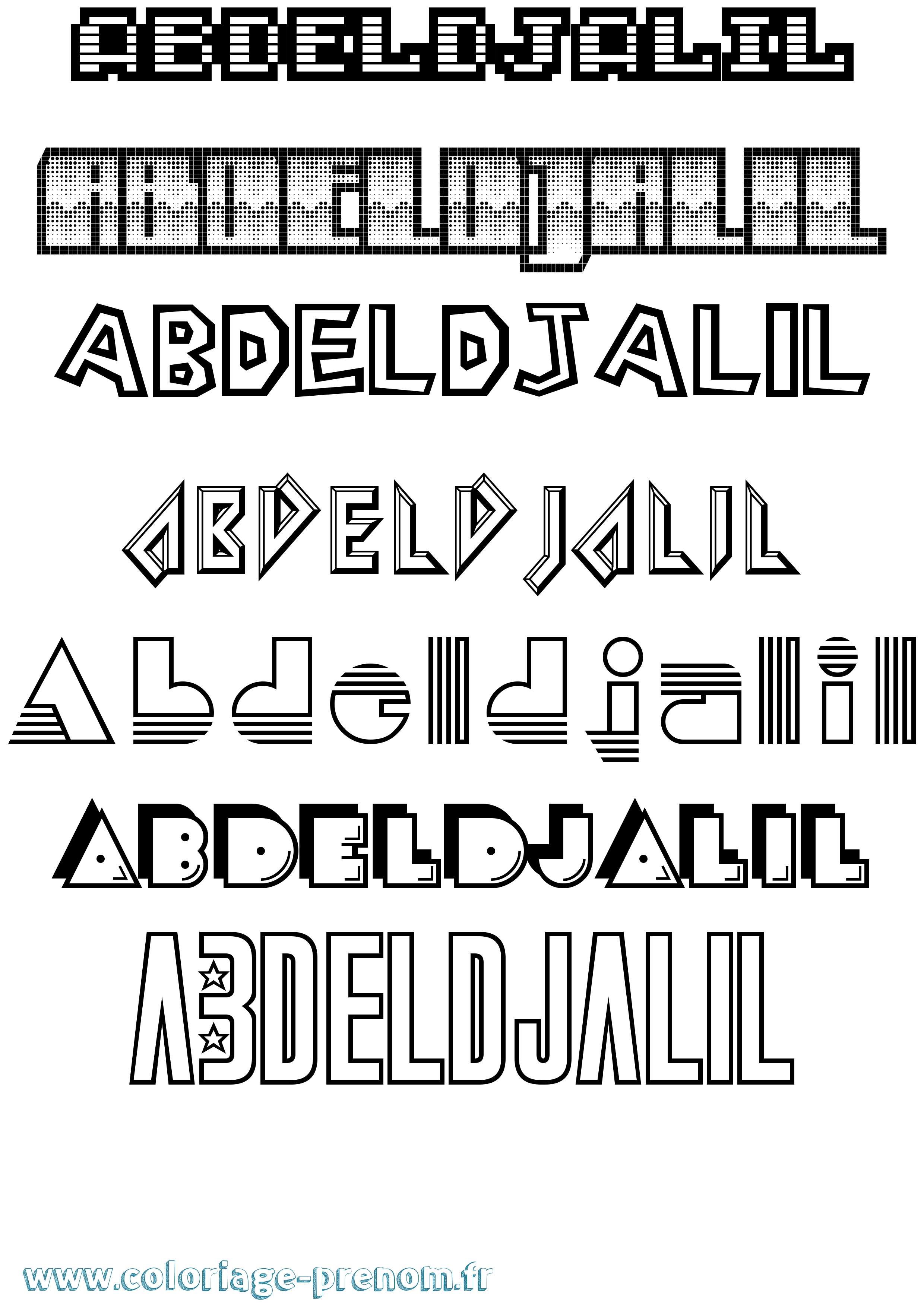 Coloriage Abdeldjalil Jeux Vidéos Coloriage prénom Abdeldjalil Jeux Vidéos