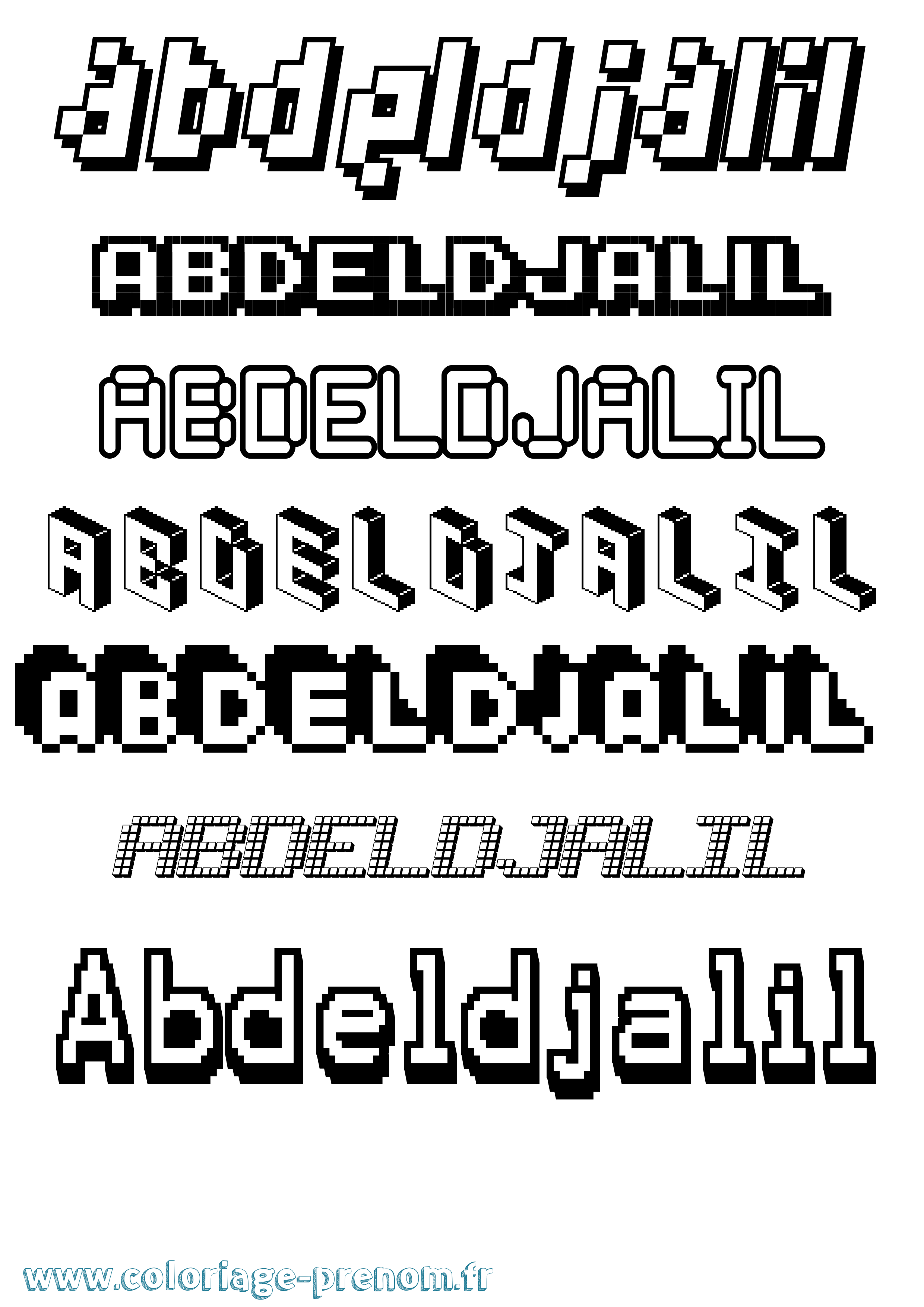 Coloriage Abdeldjalil Pixel Coloriage prénom Abdeldjalil Pixel
