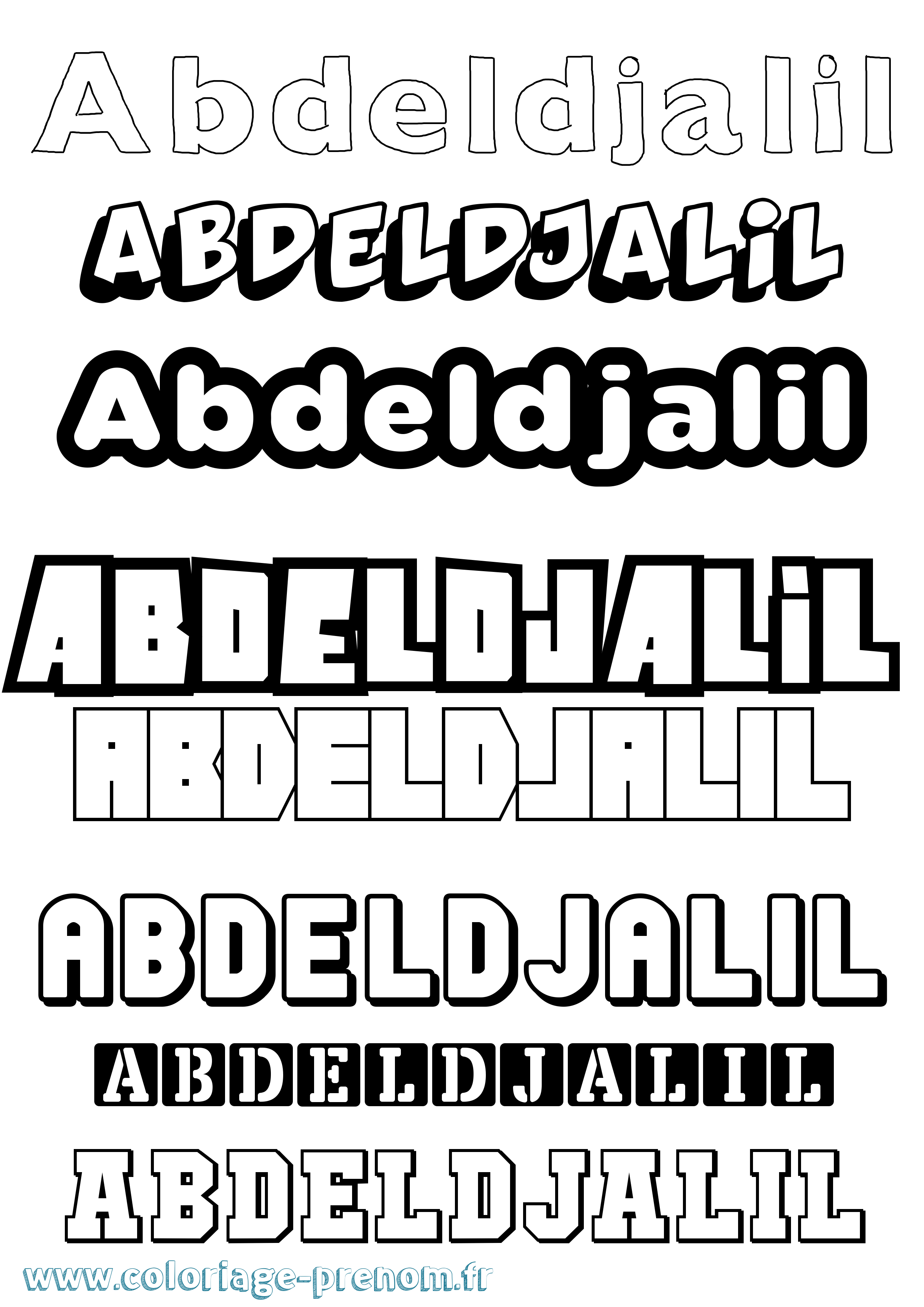 Coloriage Abdeldjalil Simple Coloriage prénom Abdeldjalil Simple