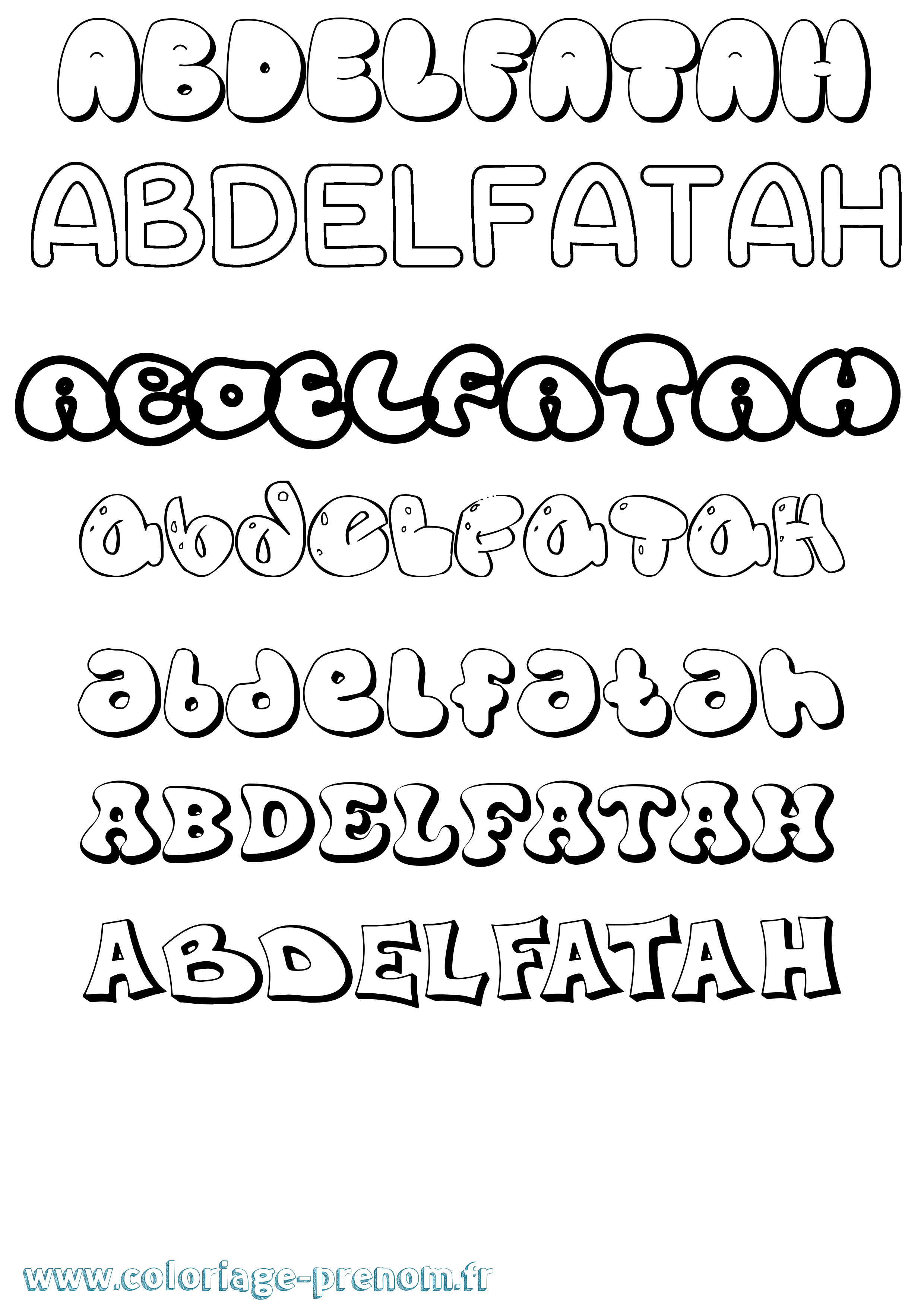 Coloriage prénom Abdelfatah Bubble