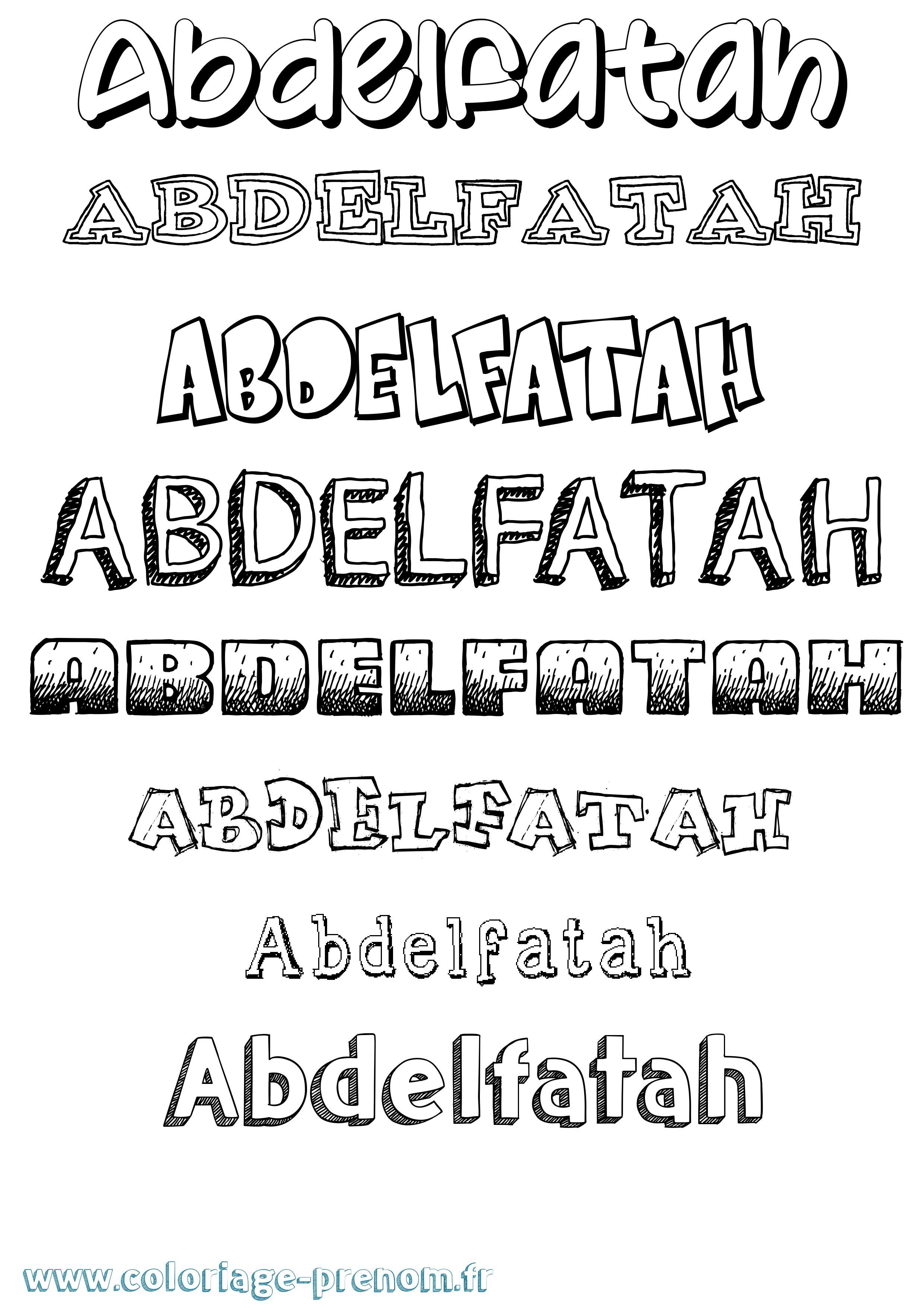 Coloriage prénom Abdelfatah Dessiné