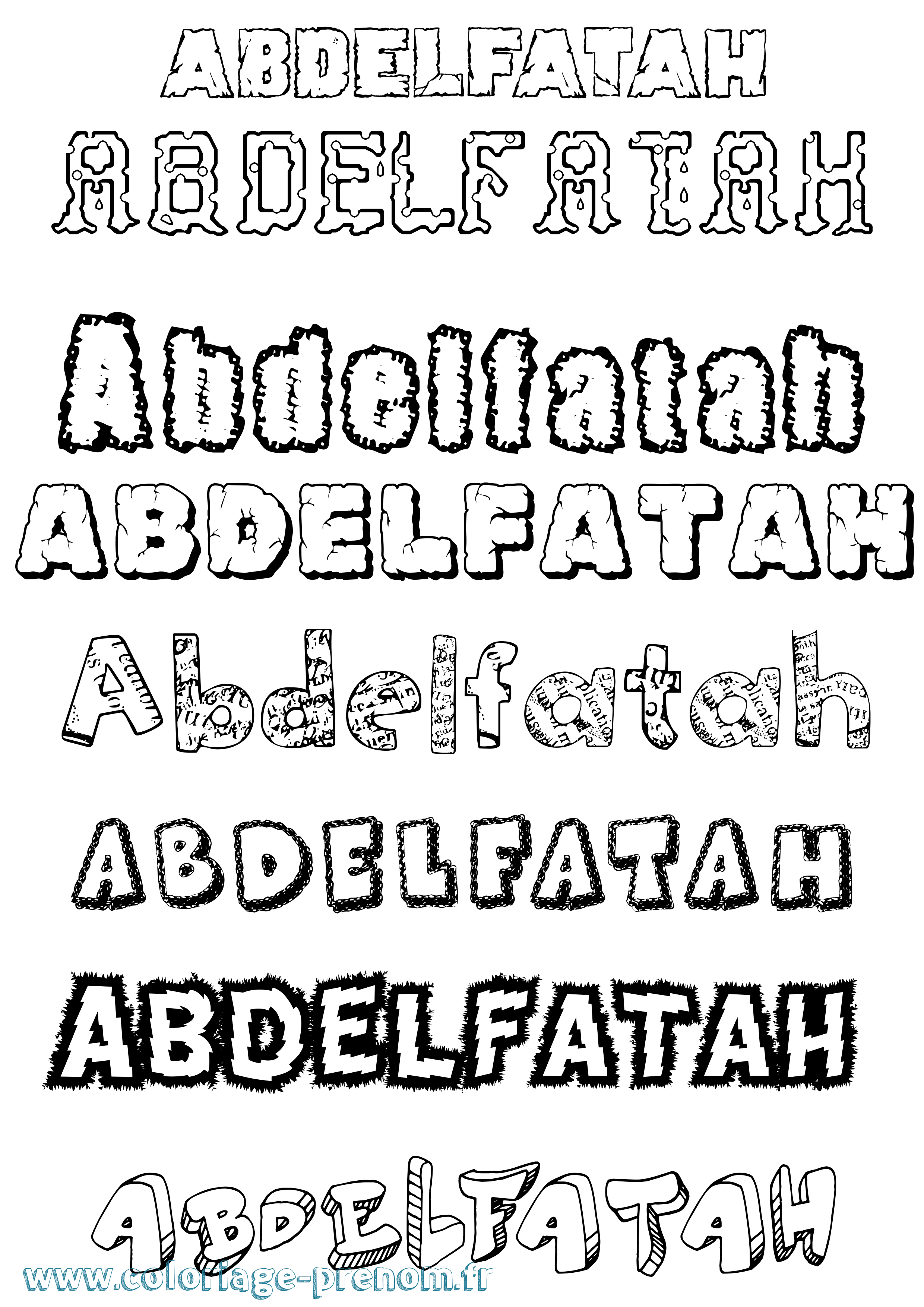 Coloriage prénom Abdelfatah Destructuré