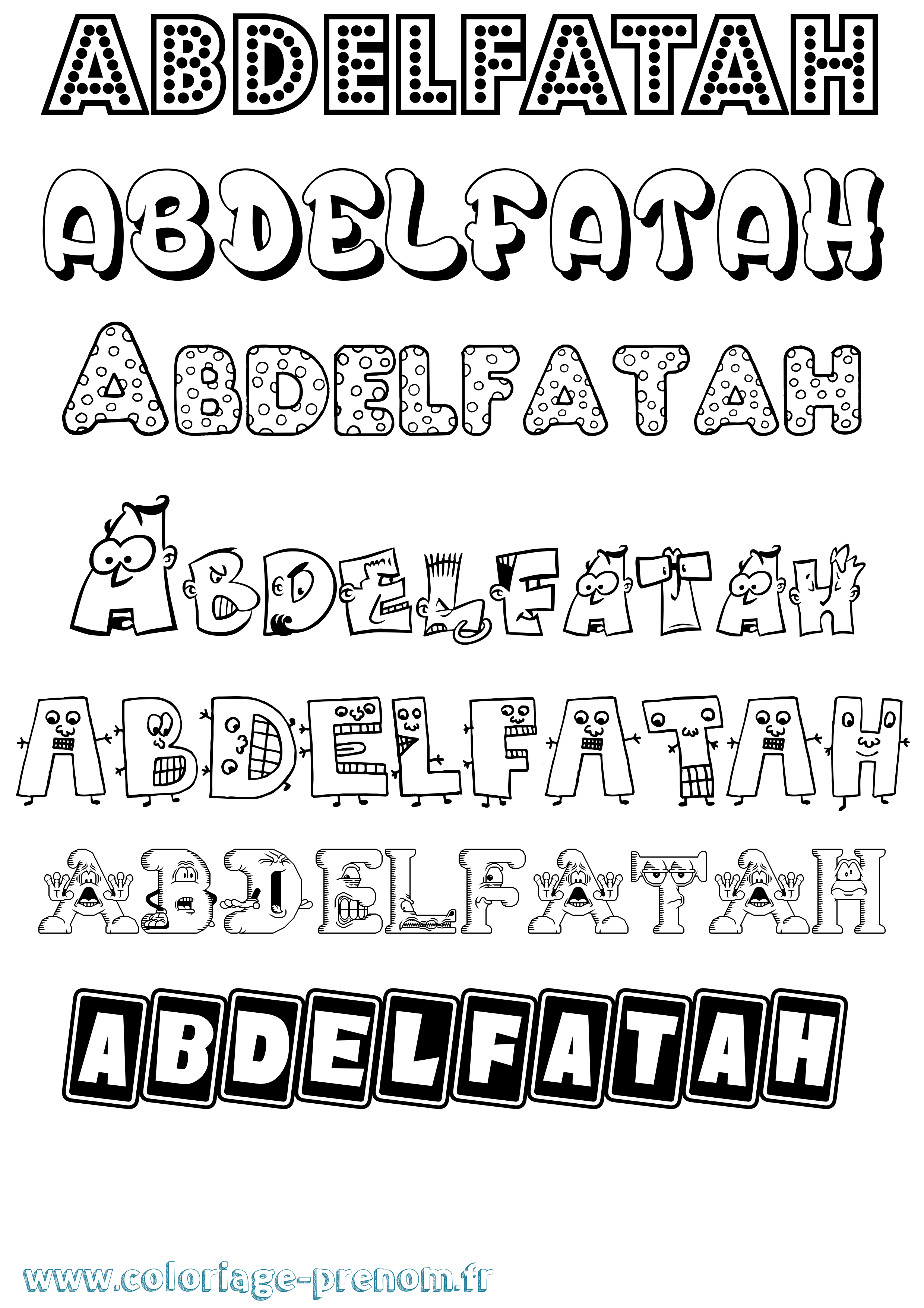 Coloriage prénom Abdelfatah Fun