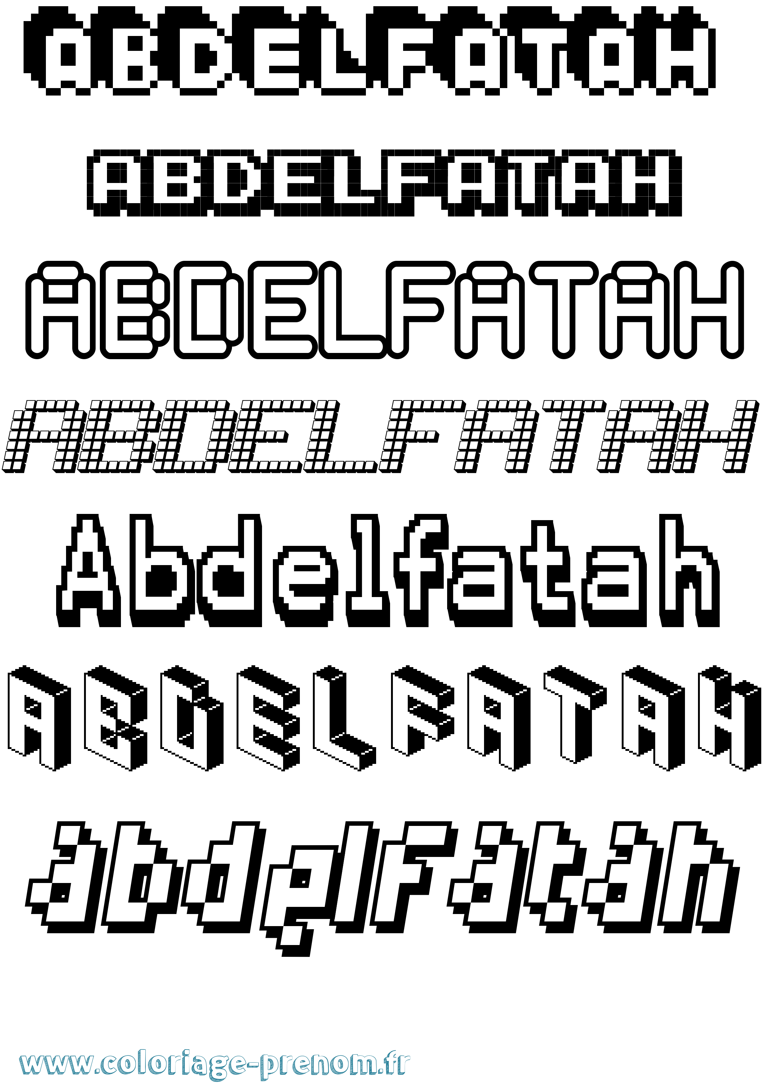 Coloriage prénom Abdelfatah Pixel