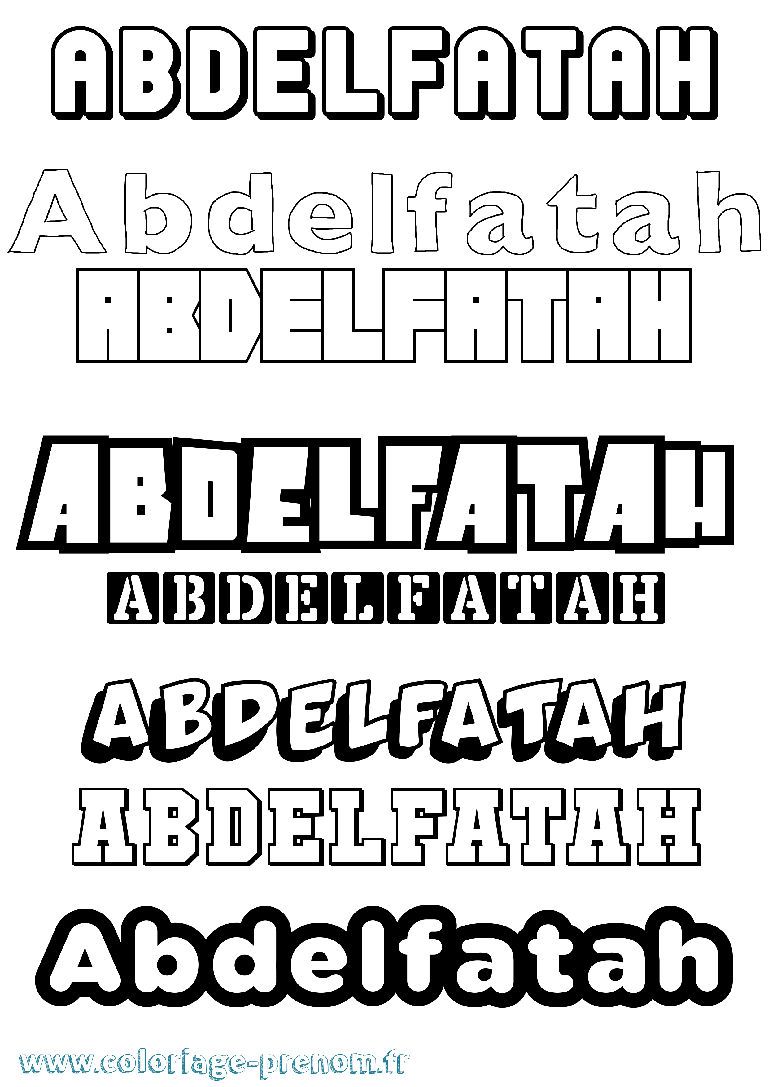Coloriage prénom Abdelfatah Simple