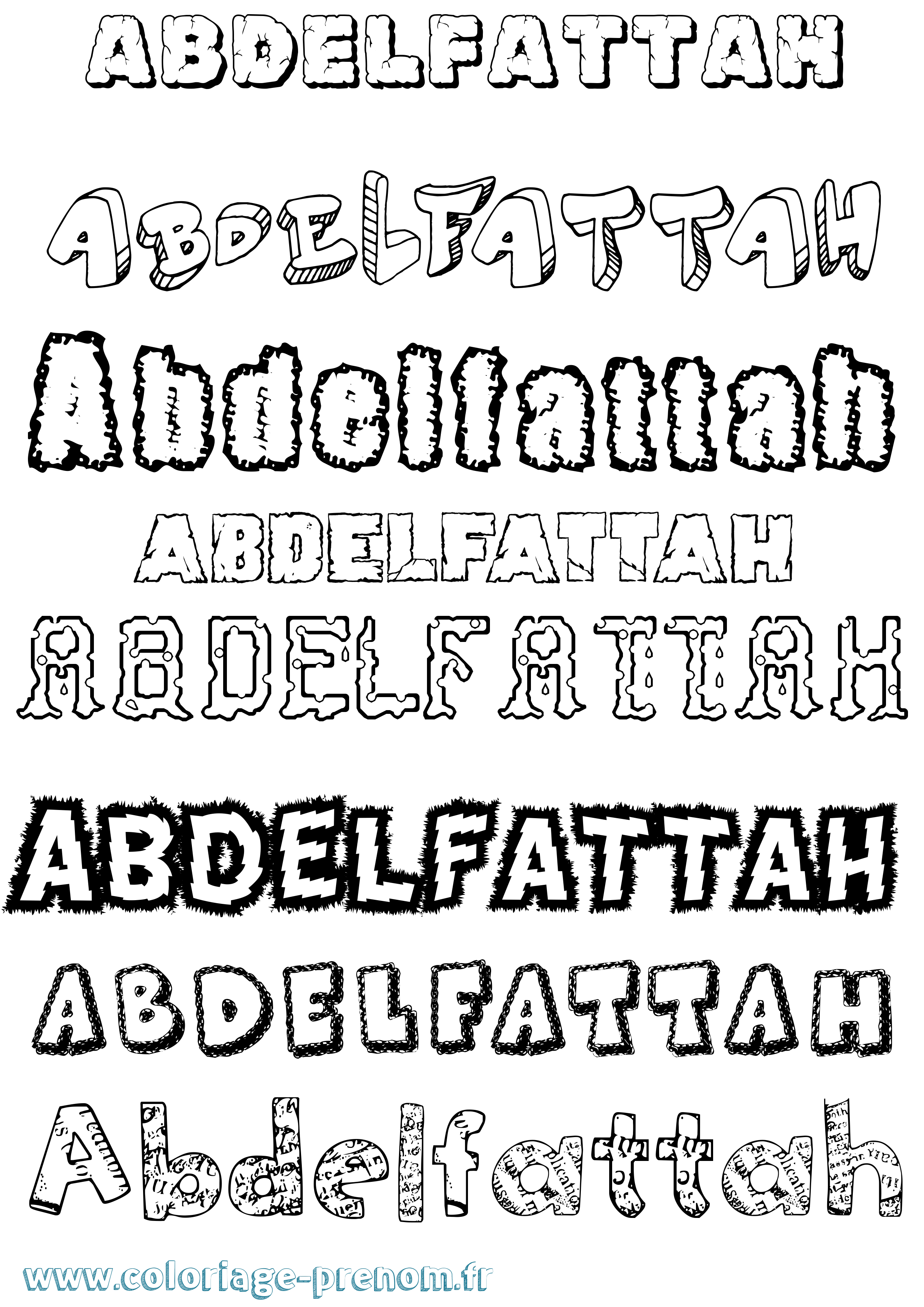 Coloriage prénom Abdelfattah Destructuré